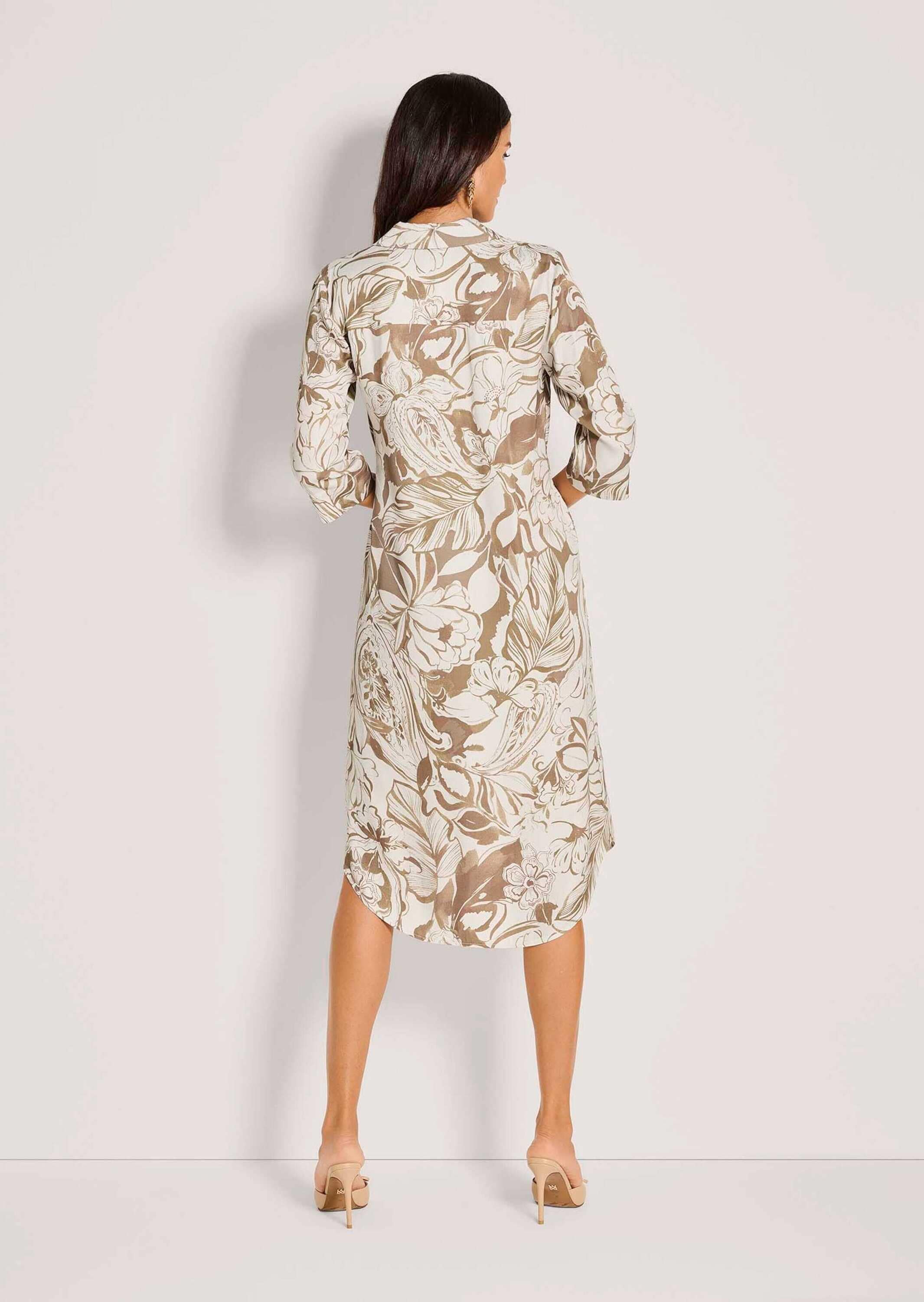 MADELEINE Midikleid »Hemdkleid Viskosekleid mit floralem Design« Nahttasche Kleid mit V-Blende und Kragen und Steg