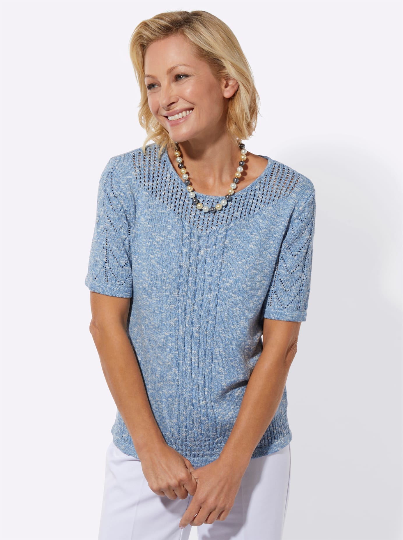 Classic Rundhalspullover »Ajour-Pullover«