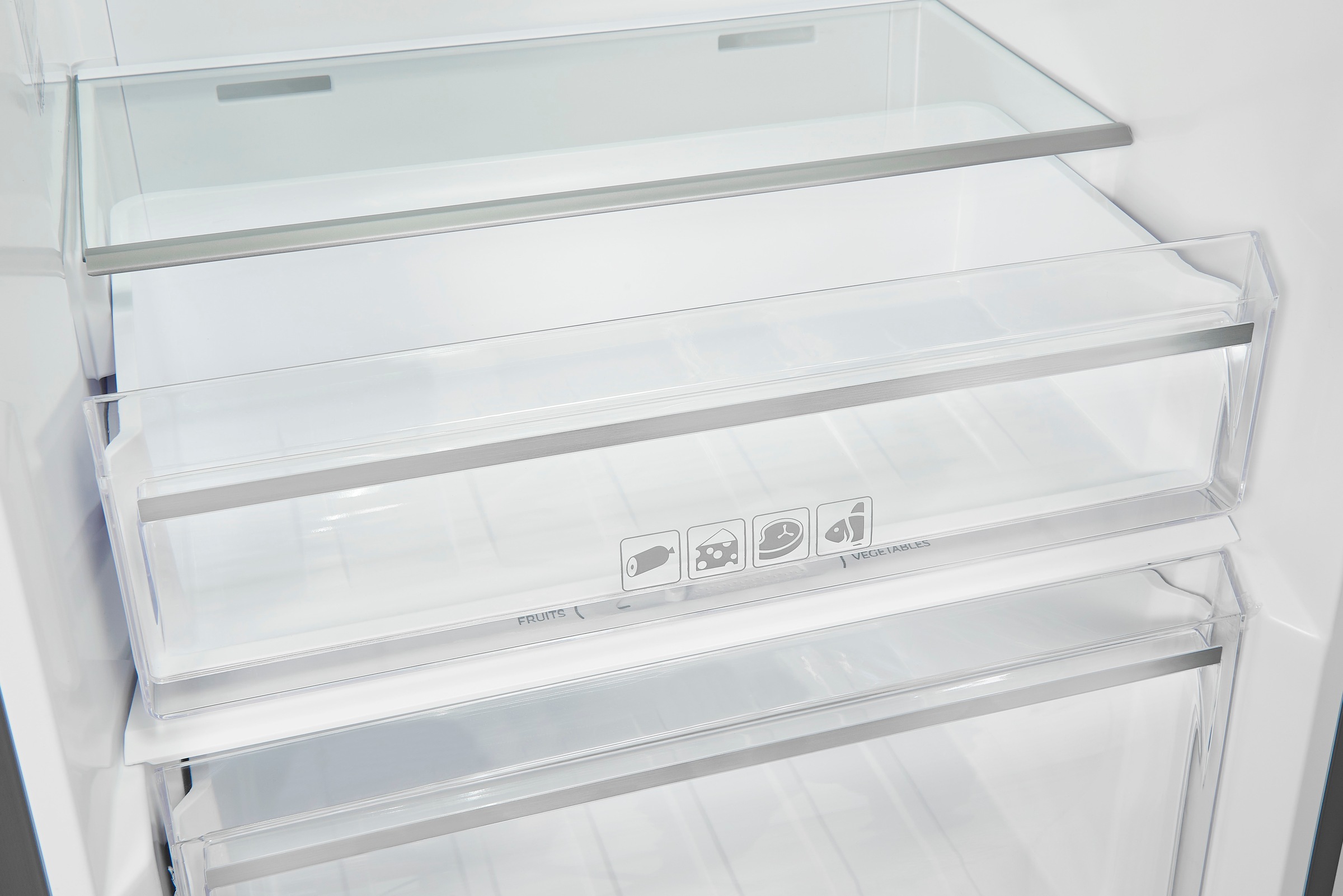 exquisit Vollraumkühlschrank »KS360-V-HE-040E inoxlook-az« 185 cm hoch 60 cm breit Praktisch & modern: Vollraumkühlschrank mit No-Frost & LED-Licht