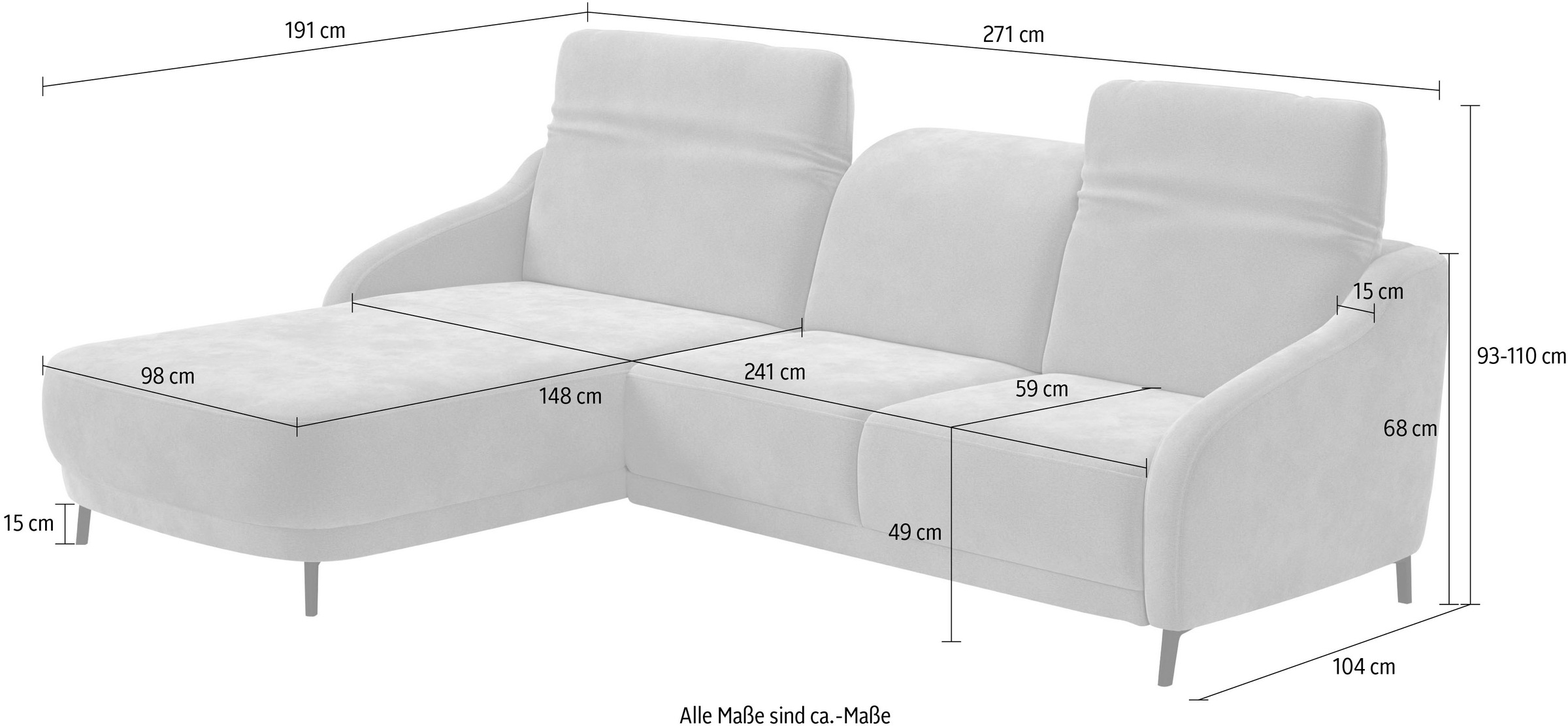 sit&more Ecksofa »Blues L-Form«, wahlweise mit Klapptisch und USB