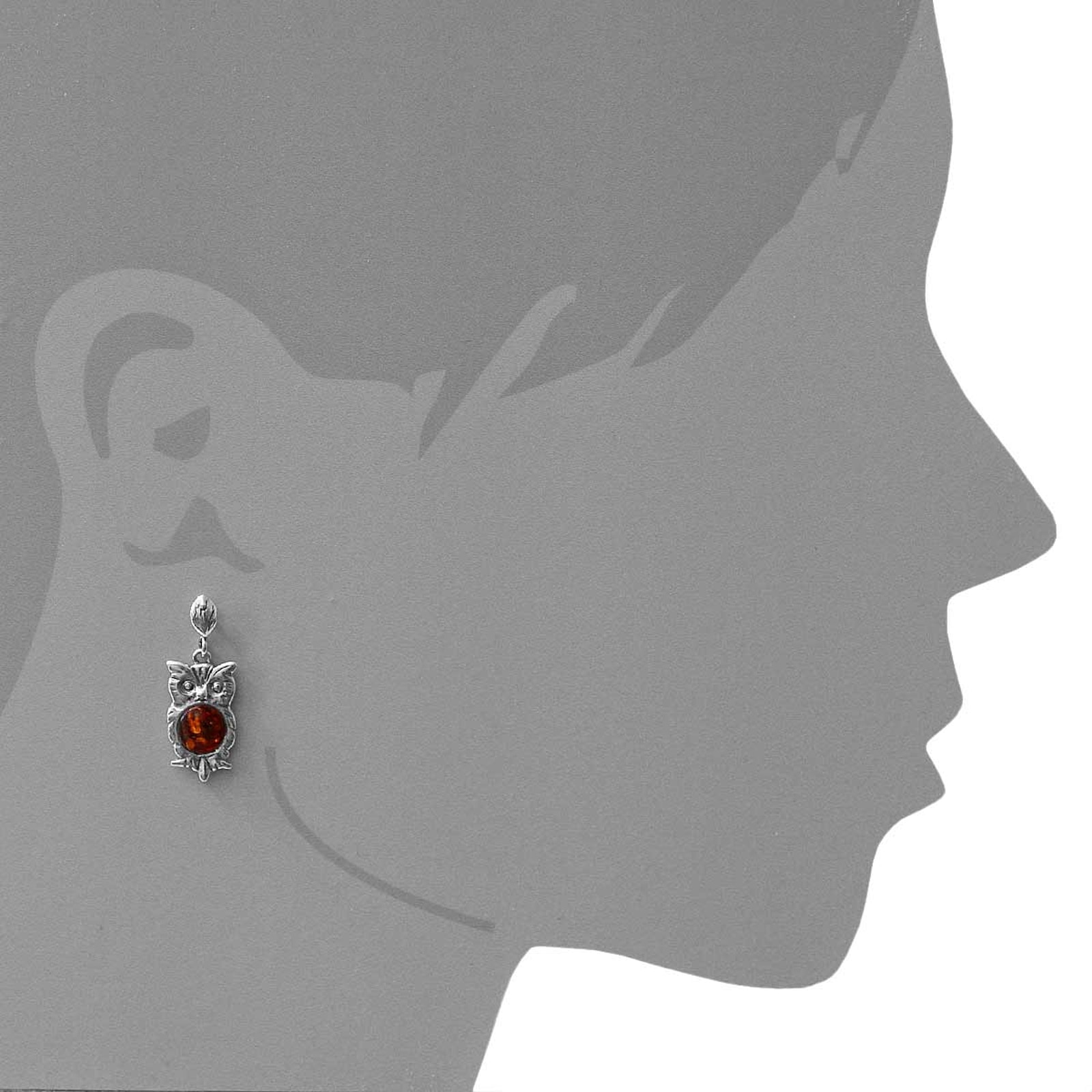 OSTSEE-SCHMUCK Paar Ohrhänger »- Eule - Silber 925/000 - Bernstein«