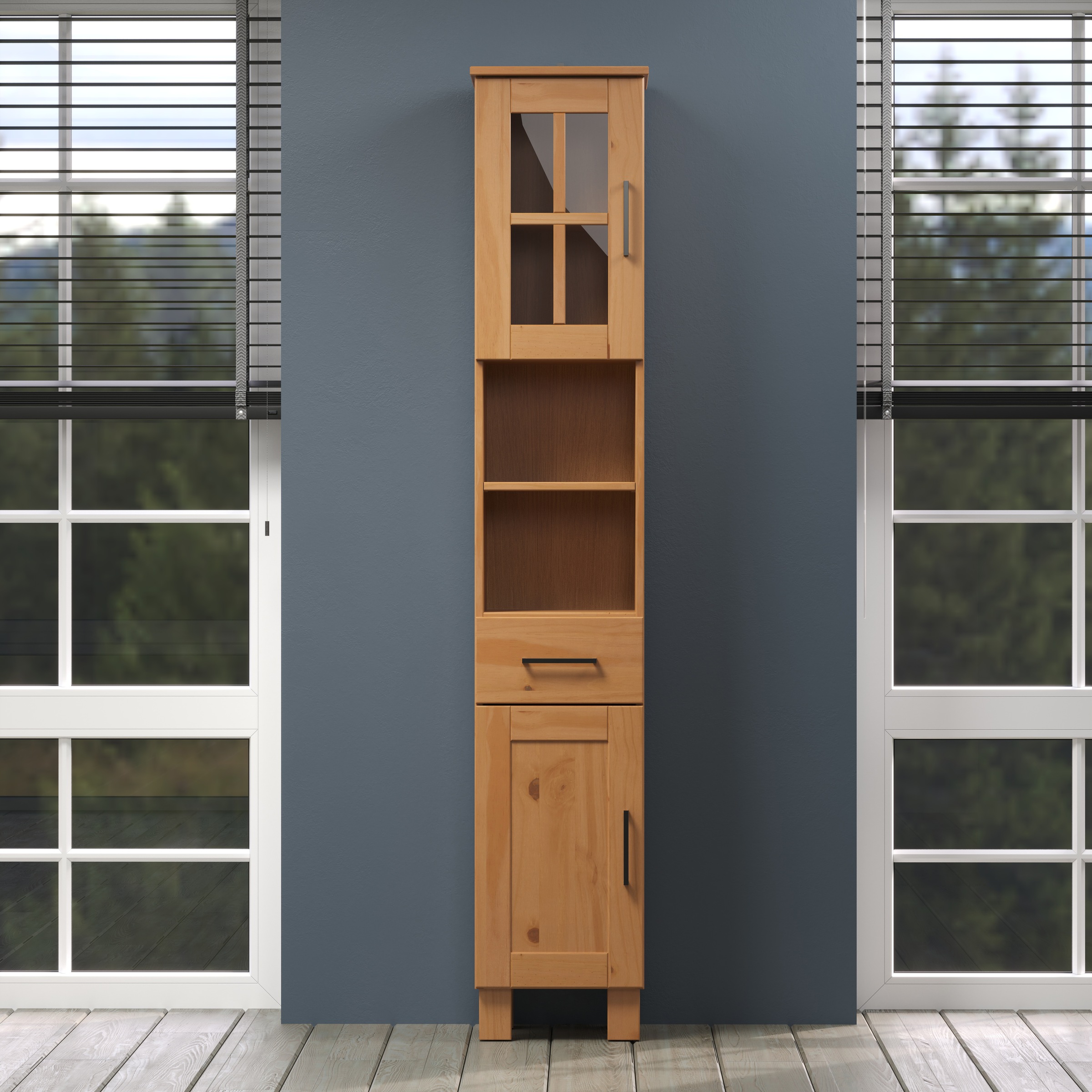 welltime Hochschrank »Ulea«, (1 St.), Badschrank aus Massivholz mit Schubkasten - Maße (B/T/H) 33/30/180 cm