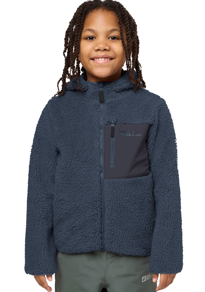 Jack Wolfskin Fleecejacke »ICE CURL HOOD JACKET K«, mit Kapuze, Wärmend, winddicht, Übergangsjacke