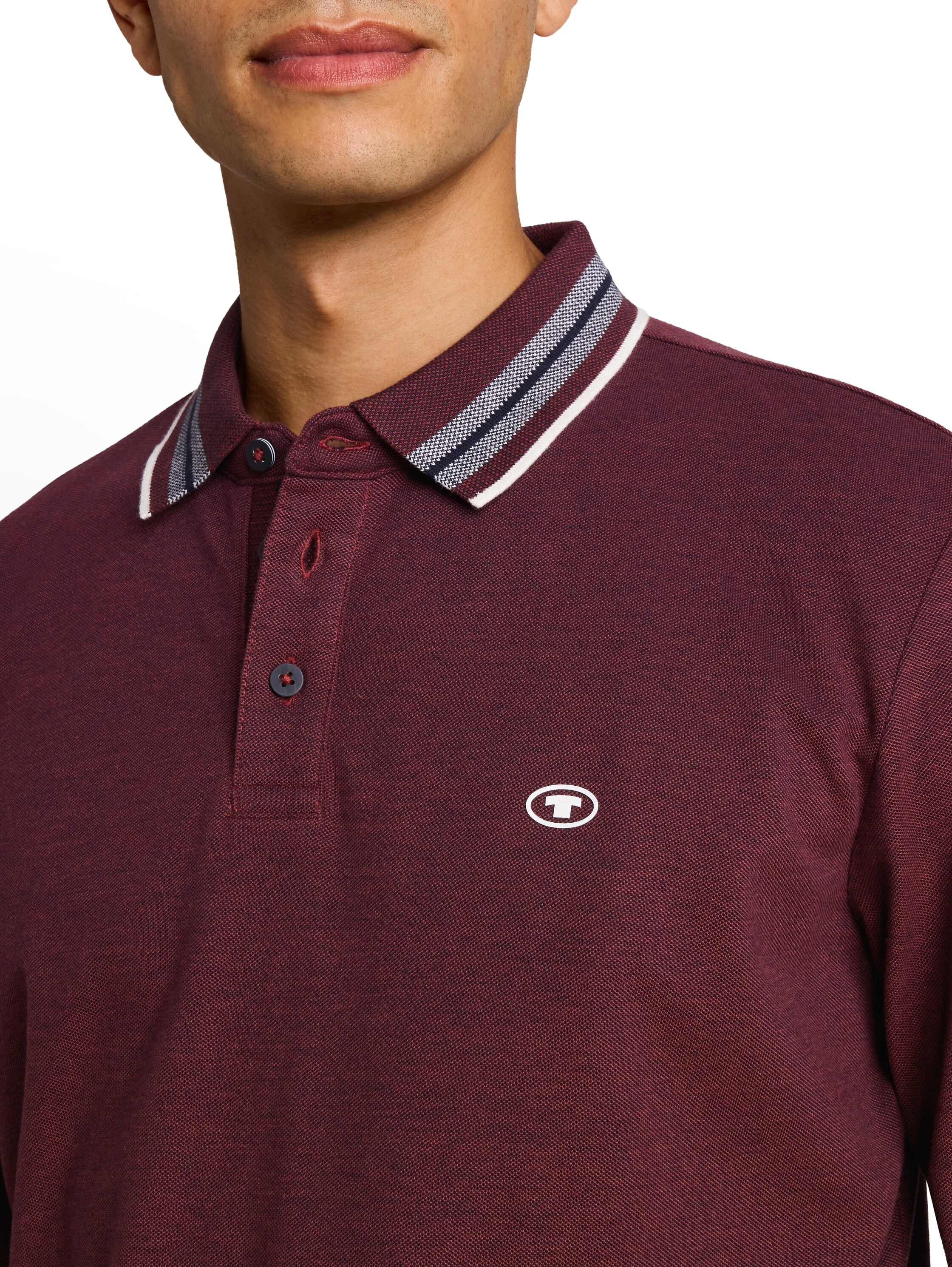 TOM TAILOR Langarm-Poloshirt mit Logostickerei / Stretch