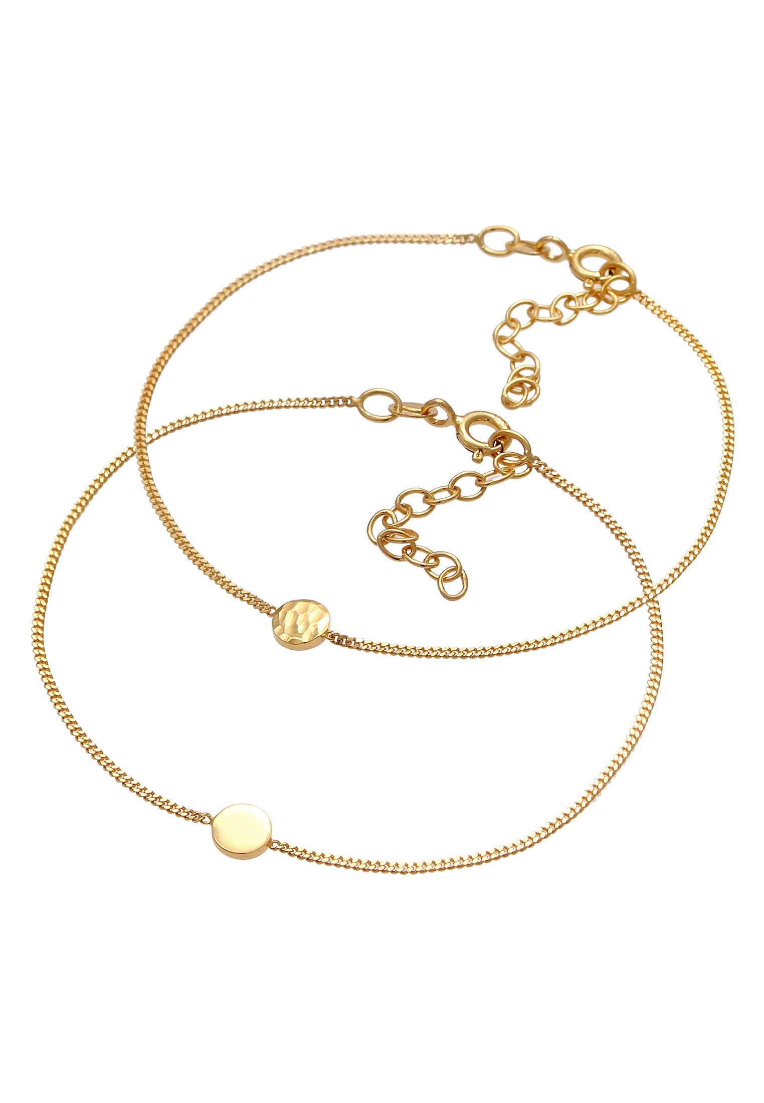 Elli Armketten Set »Armband Plättchen Disc Kreis Rund Set (2 tlg) 925 Silber«