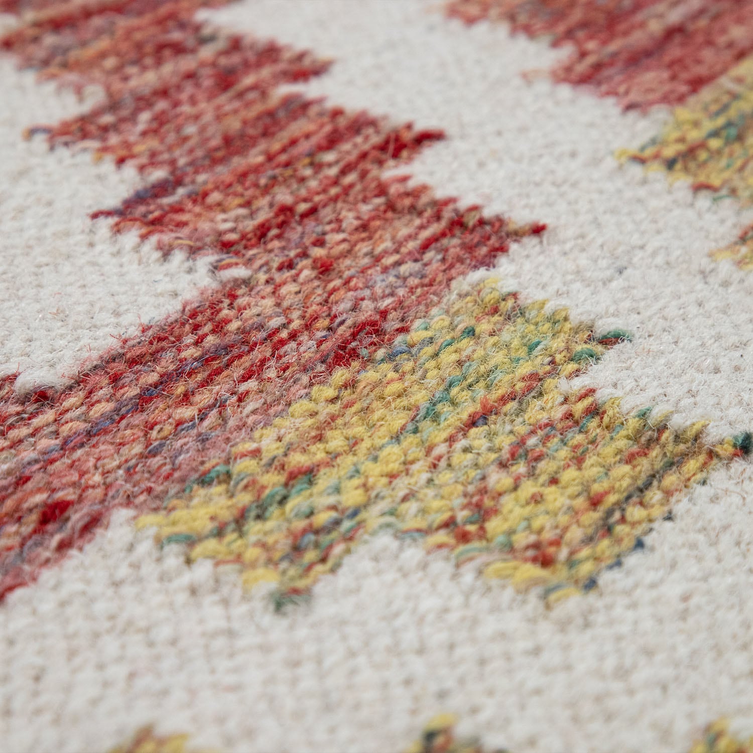 Paco Home Wollteppich »Kenitra 501«, rechteckig, 12 mm Höhe, Flachgewebe, reine Wolle, handgewebt, Rauten Design, mit Fransen