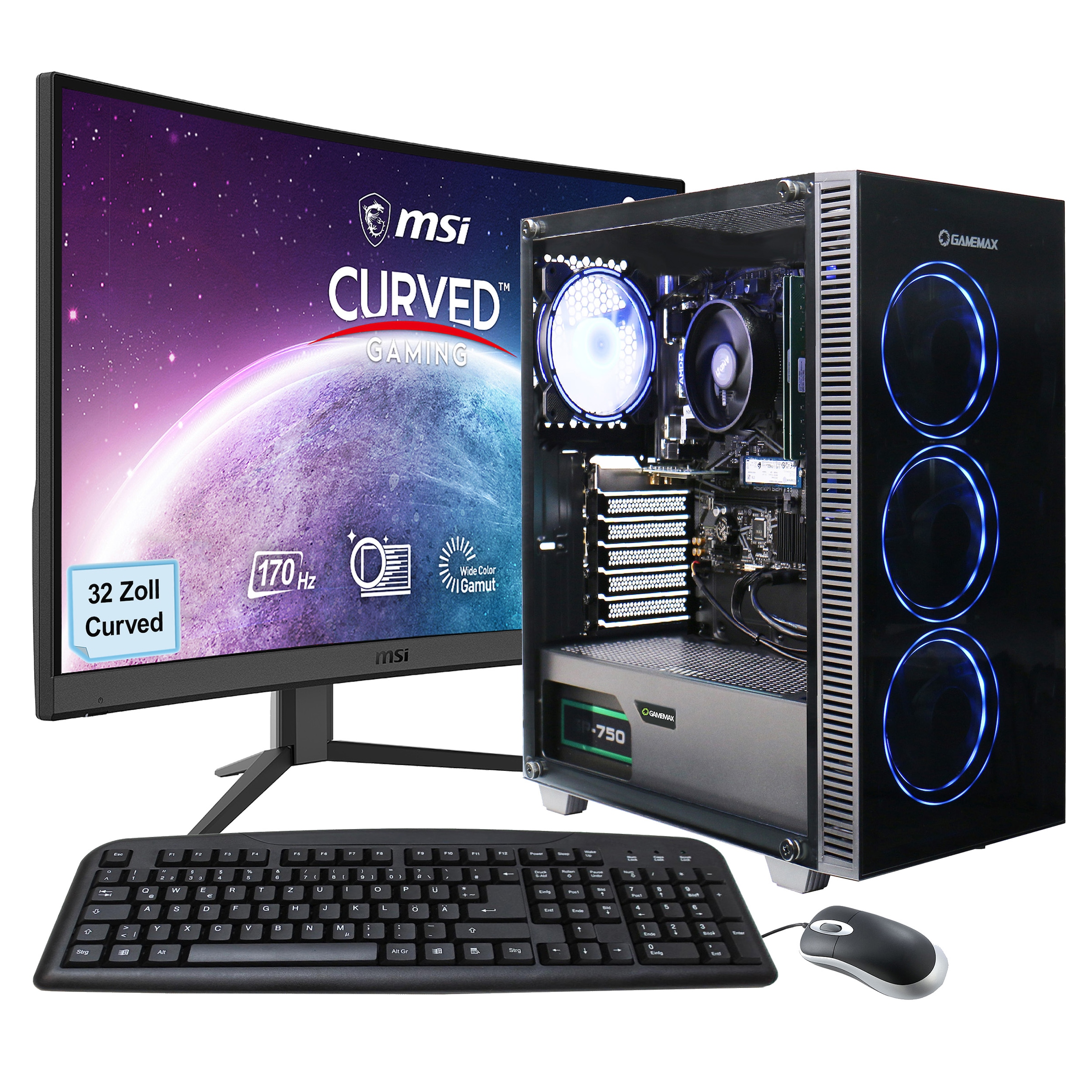 PC-Komplettsystem »MegaDeal Gaming-PC-Set Draco XD«, Windows 11 + MSI G32C4 E2 Monitor...