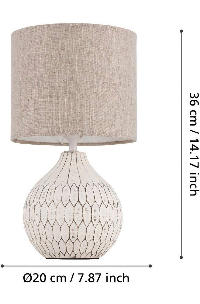 EGLO Tischleuchte »BELLARIVA 3«, 1 flammig, Leuchtmittel E27 | ohne Leuchtmittel, Nachttischlampe mit Boho-Muster und in hellbraun, mit Schalter, E27