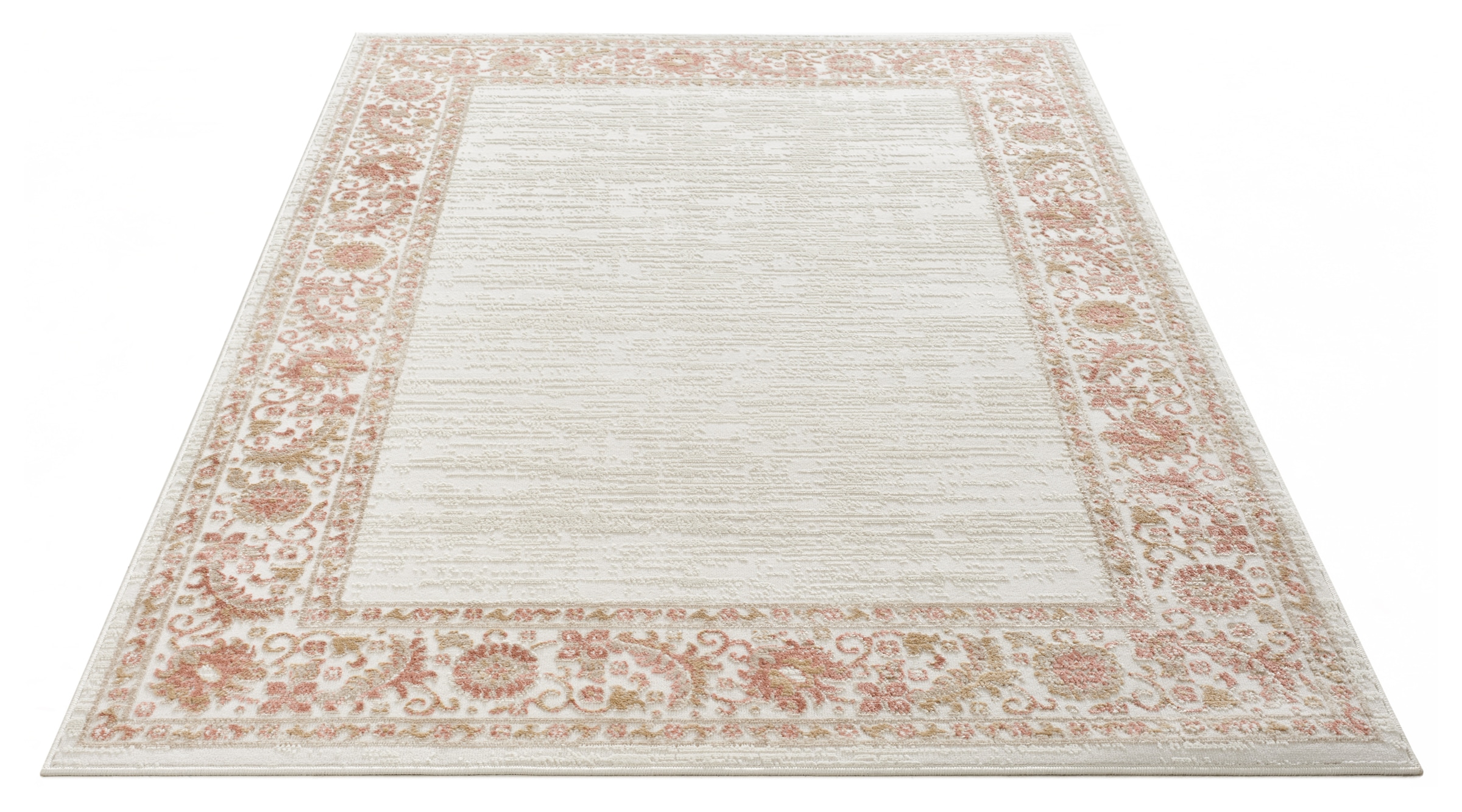 OTTO home Teppich »Fennia, Blumen-Motiv, Orient-Optik« rechteckig 7 mm Höhe Hoch-Tief, Bordüre, Floral, meliert, Wohnzimmer, Schlafzimmer