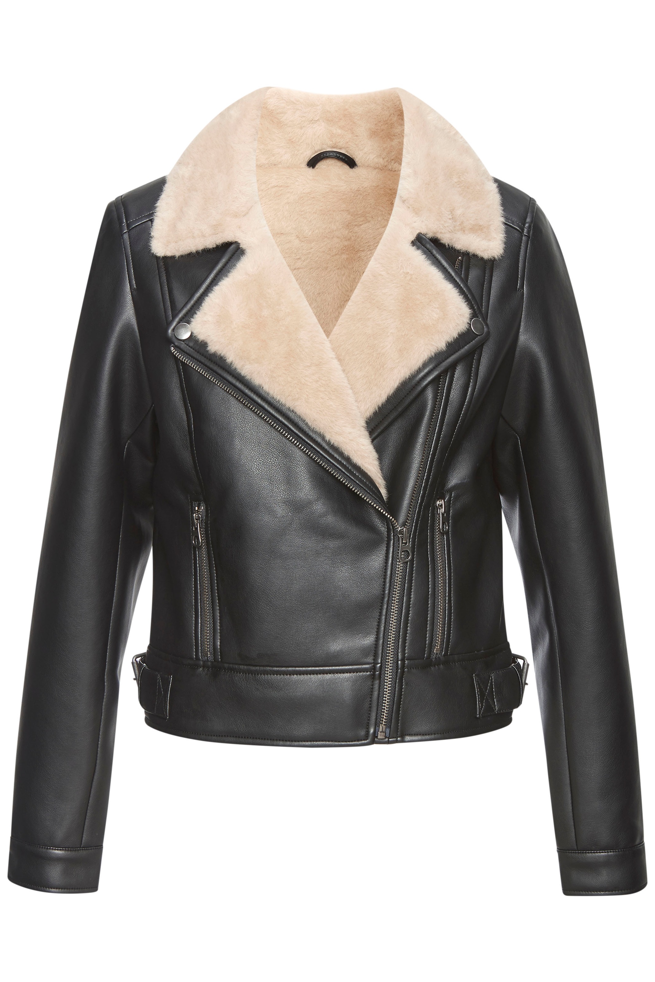 Buffalo Lederimitatjacke mit Lammfellimitat, Shearling-Jacke
