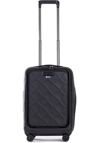 Hartschalen-Trolley »Leather&More S mit Vortasche, matt black«, 4 Rollen