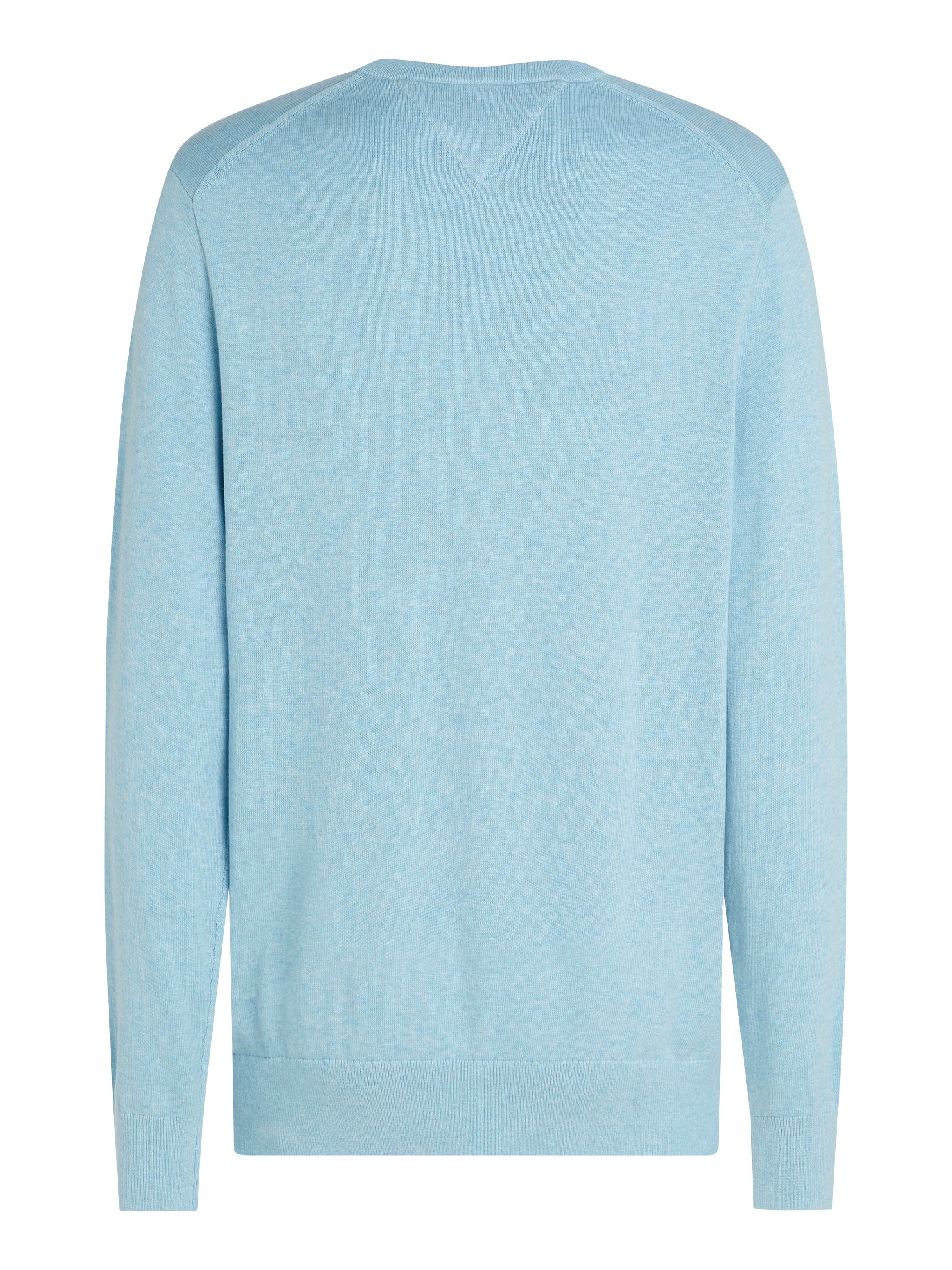 Tommy Hilfiger Strickpullover »ESSENTIAL COTTON V NECK mit V-Ausschnitt und Stickerei«, unifarben, casual, regular fit, Baumwolle, V-Ausschnitt