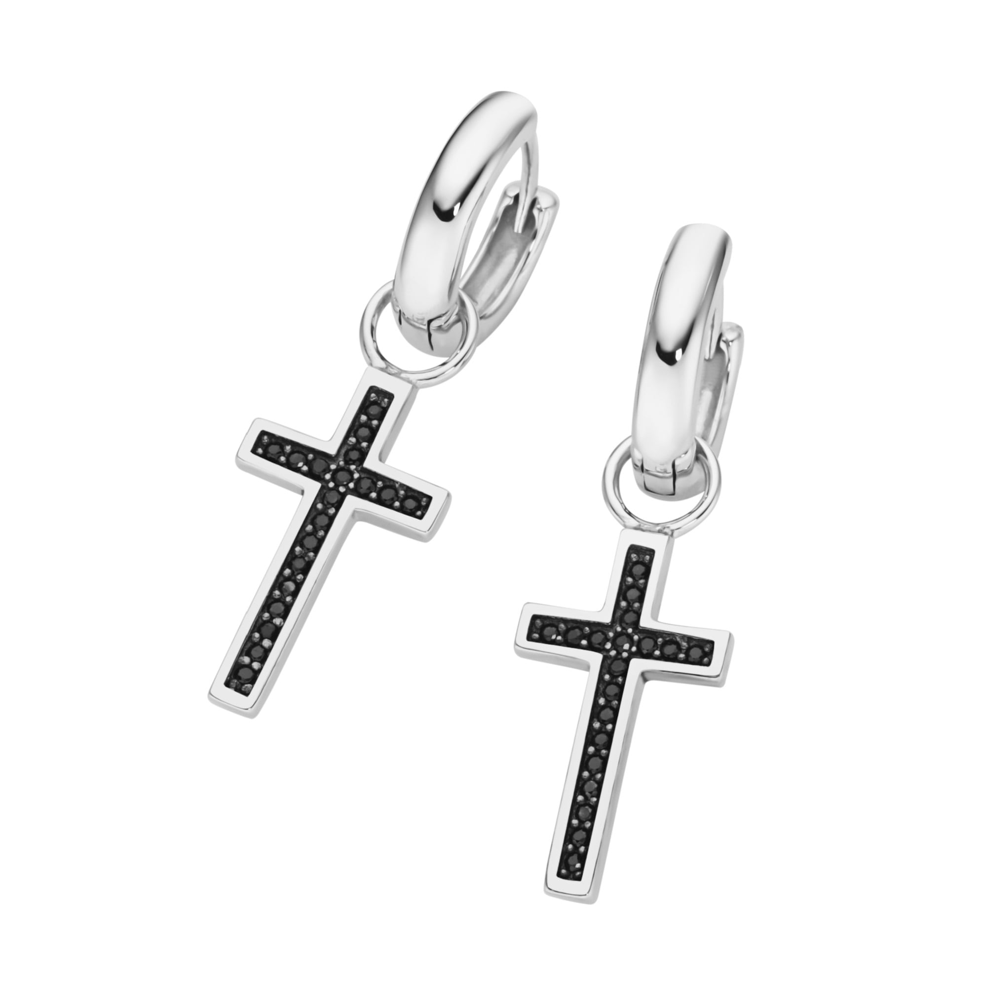 GIORGIO MARTELLO MILANO Paar Creolen Kreuz, »Creolen Behang weiße bei Zirkonia oder schwarze OTTO 925« Silber Spinelle