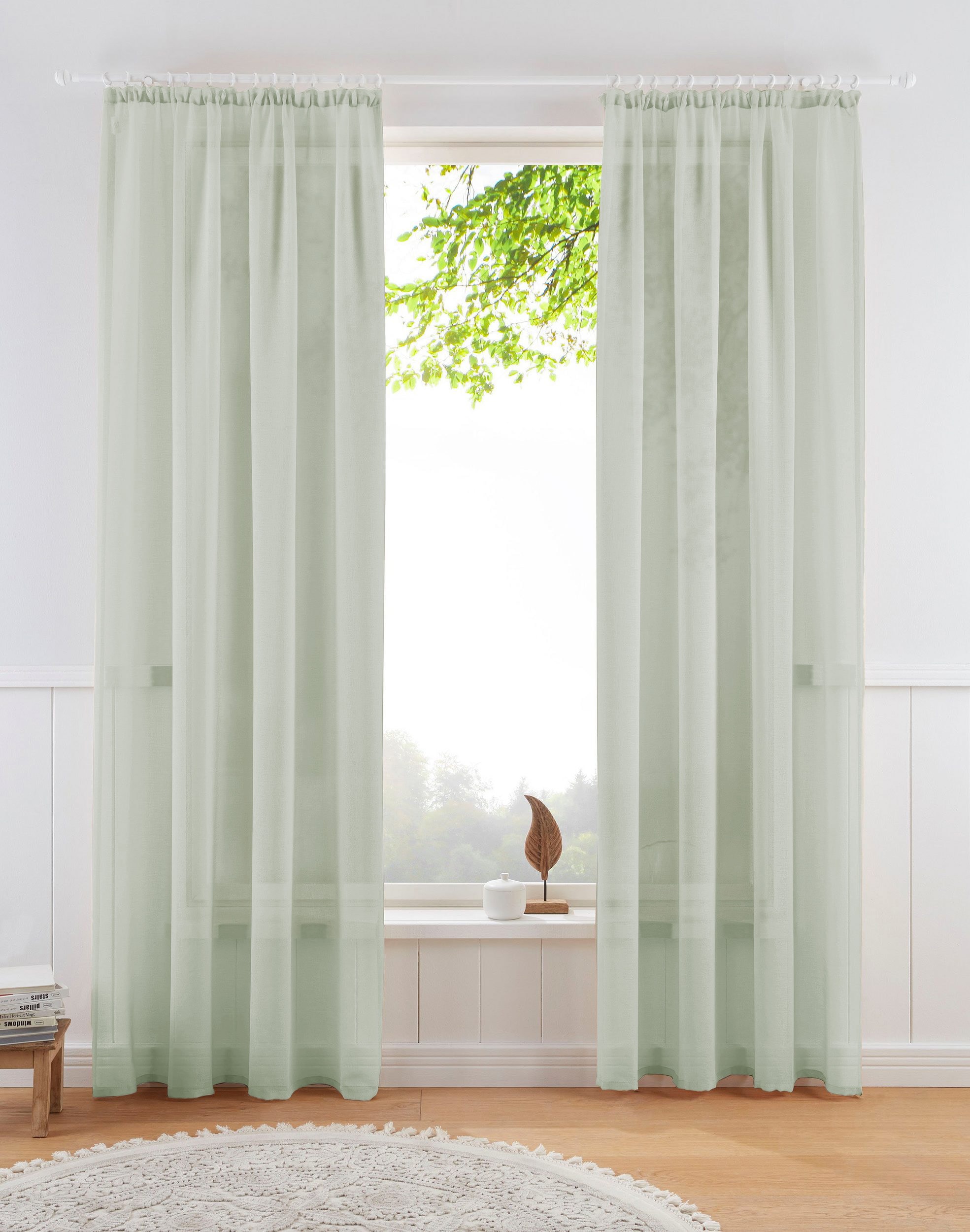 OTTO home Gardine »TENDER« Kräuselband 1 Stk. tlg. Leinen Optik mit Struktur, monochrom, Bestseller