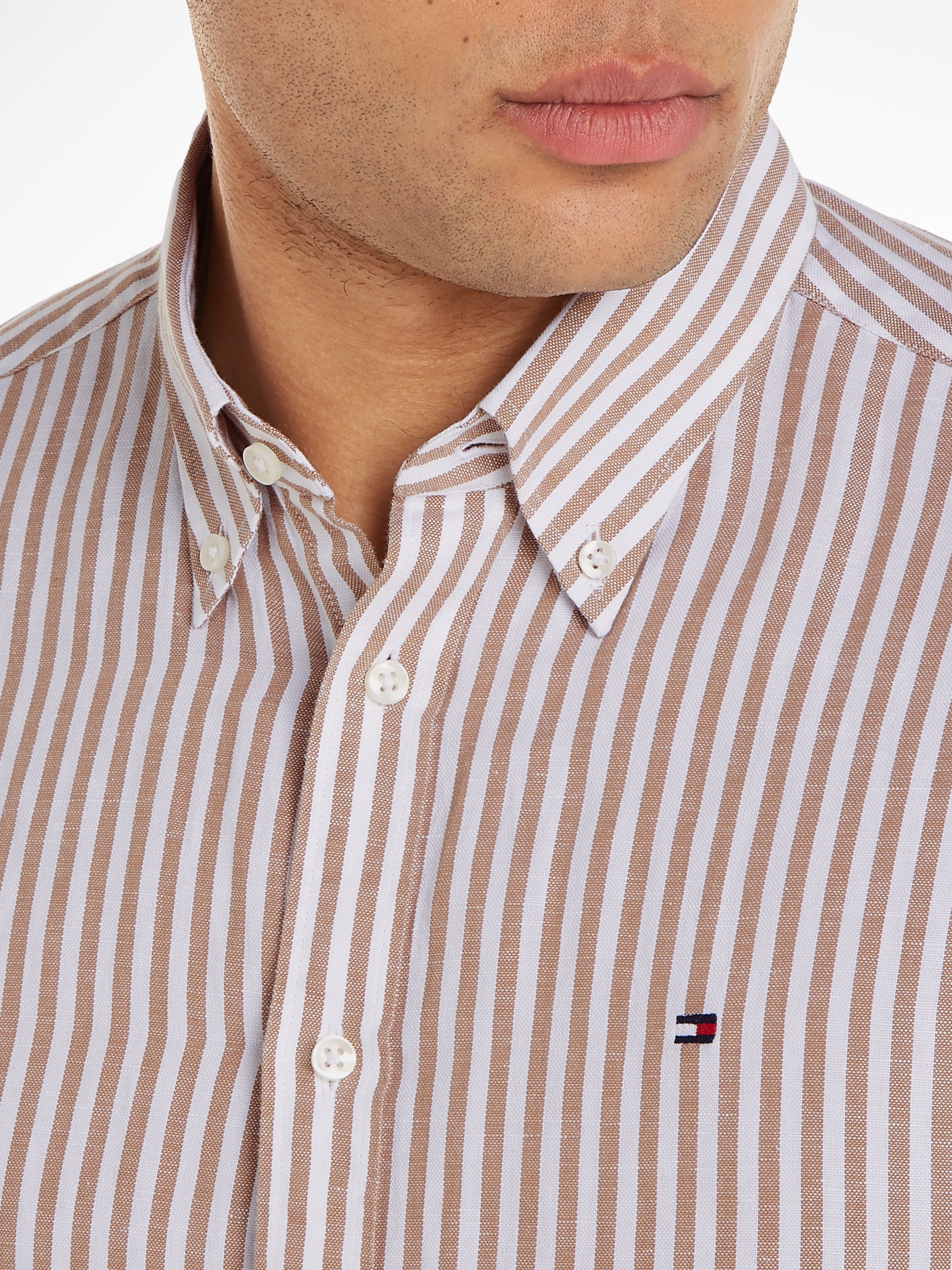 Tommy Hilfiger Langarmhemd »CL W-COTTON LINEN STRIPE SHIRT«, modisch gestreift