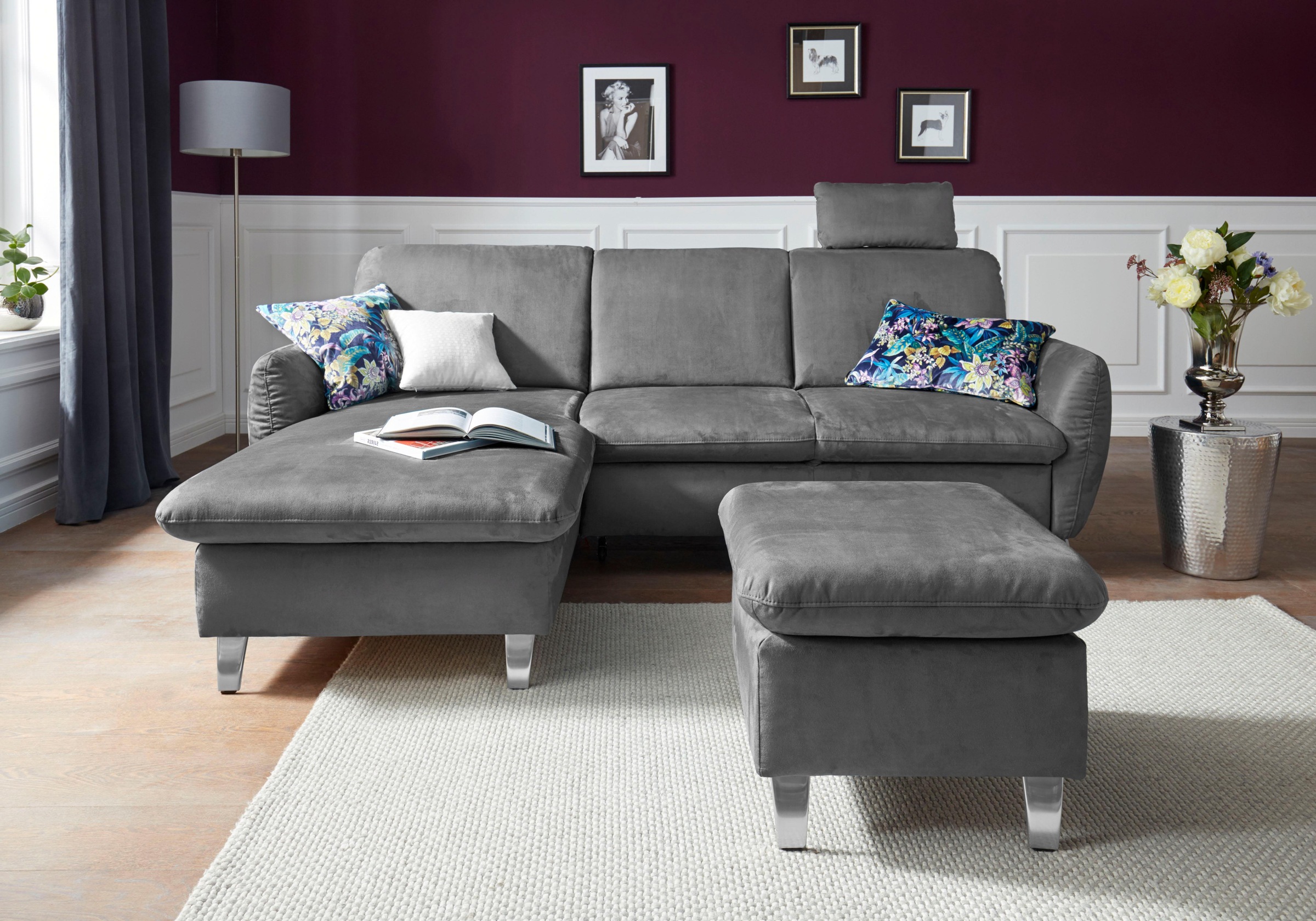 sit&more Ecksofa »Daytona L-Form« mit Federkern, einer Kopfstütze und wahlweise mit Bettfunktion