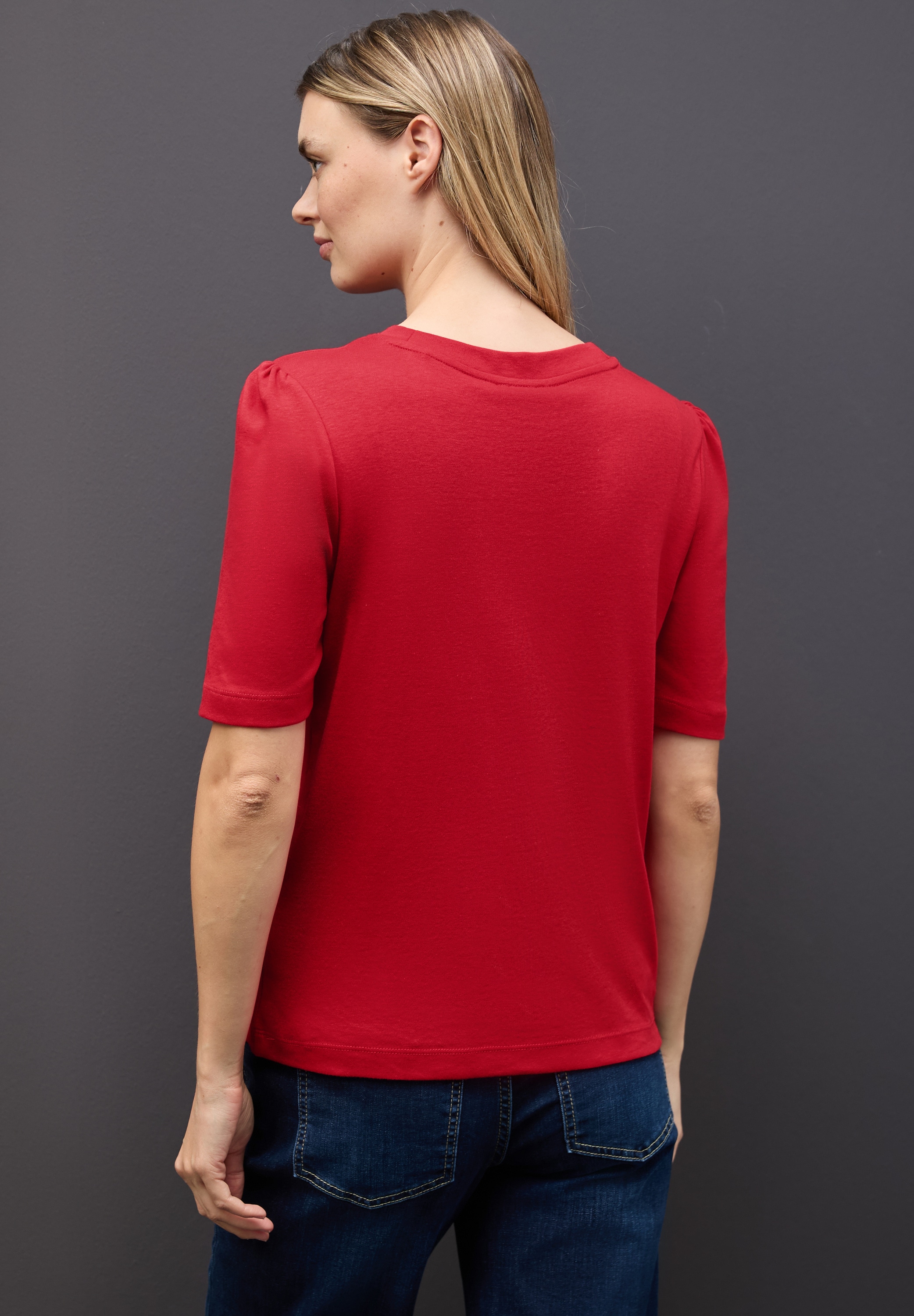 STREET ONE T-Shirt mit Raffung an den Schultern