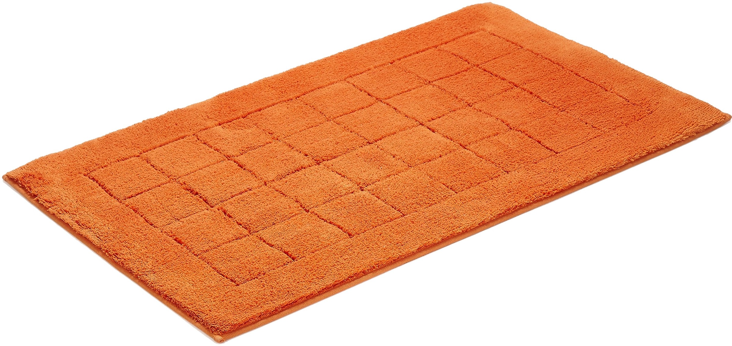 Vossen Badematte »Exclusive«, rutschhemmend beschichtet, fußbodenheizungsgeeignet, Badteppich, Uni-Farben, Karo Muster, Hoch-Tief Effekt, reine Baumwolle