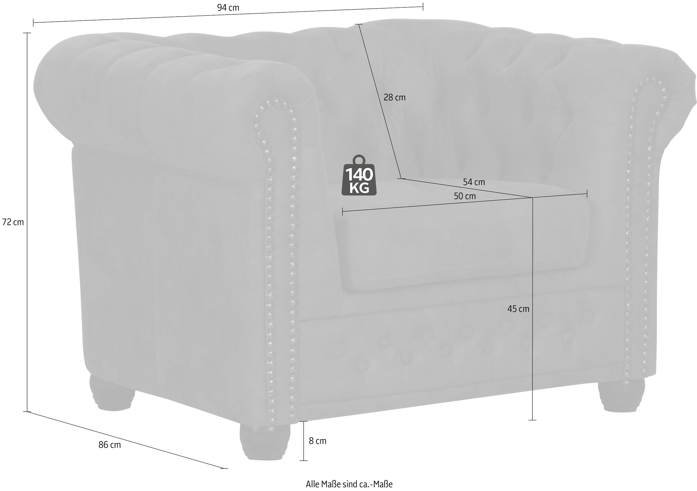 Home affaire Chesterfield-Sessel »Rysum Sessel«, passend zur Serie "Rysum" B/T/H: 94/86/72 cm