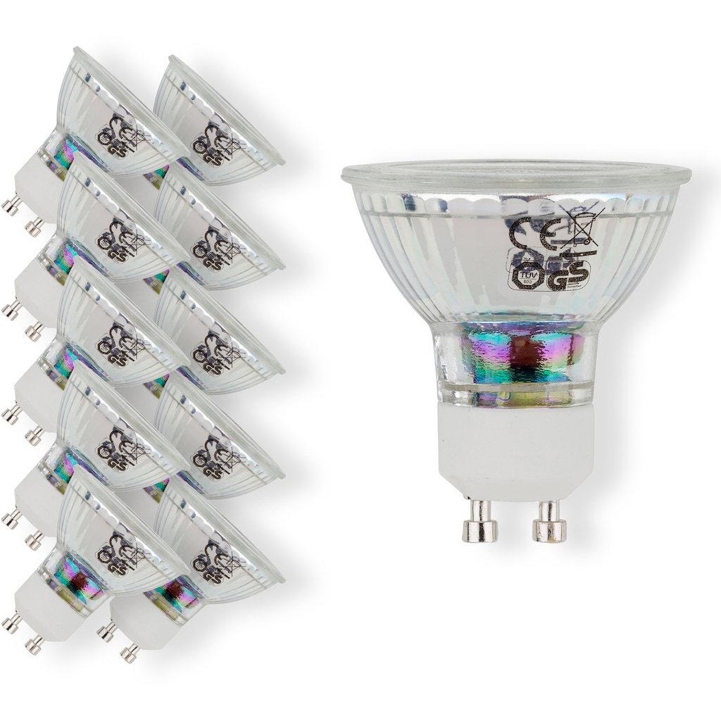 B.K.Licht LED-Leuchtmittel, GU10, 10 St., Warmweiß