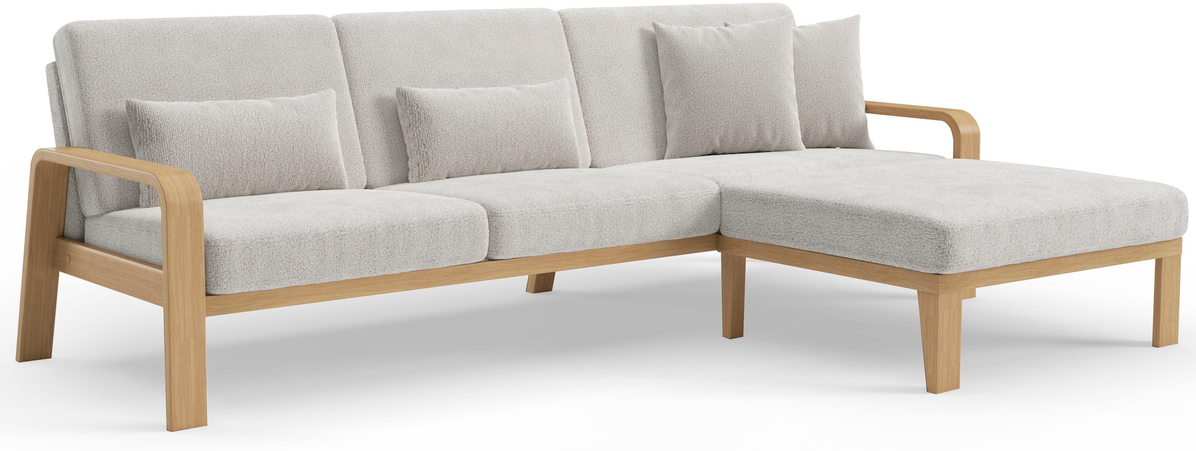 sit&more Ecksofa »Kolding L-Form«, Armlehnen aus Buchenholz in natur, verschiedene Bezüge und Farben