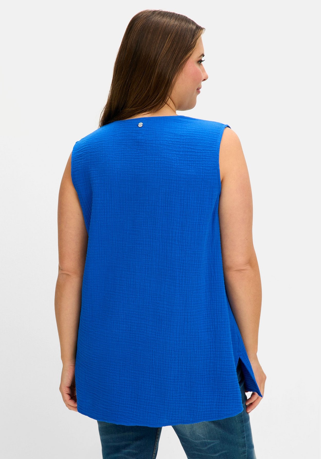 Sheego Shirttop »Webtop aus Musselin, mit V-Schlitz«
