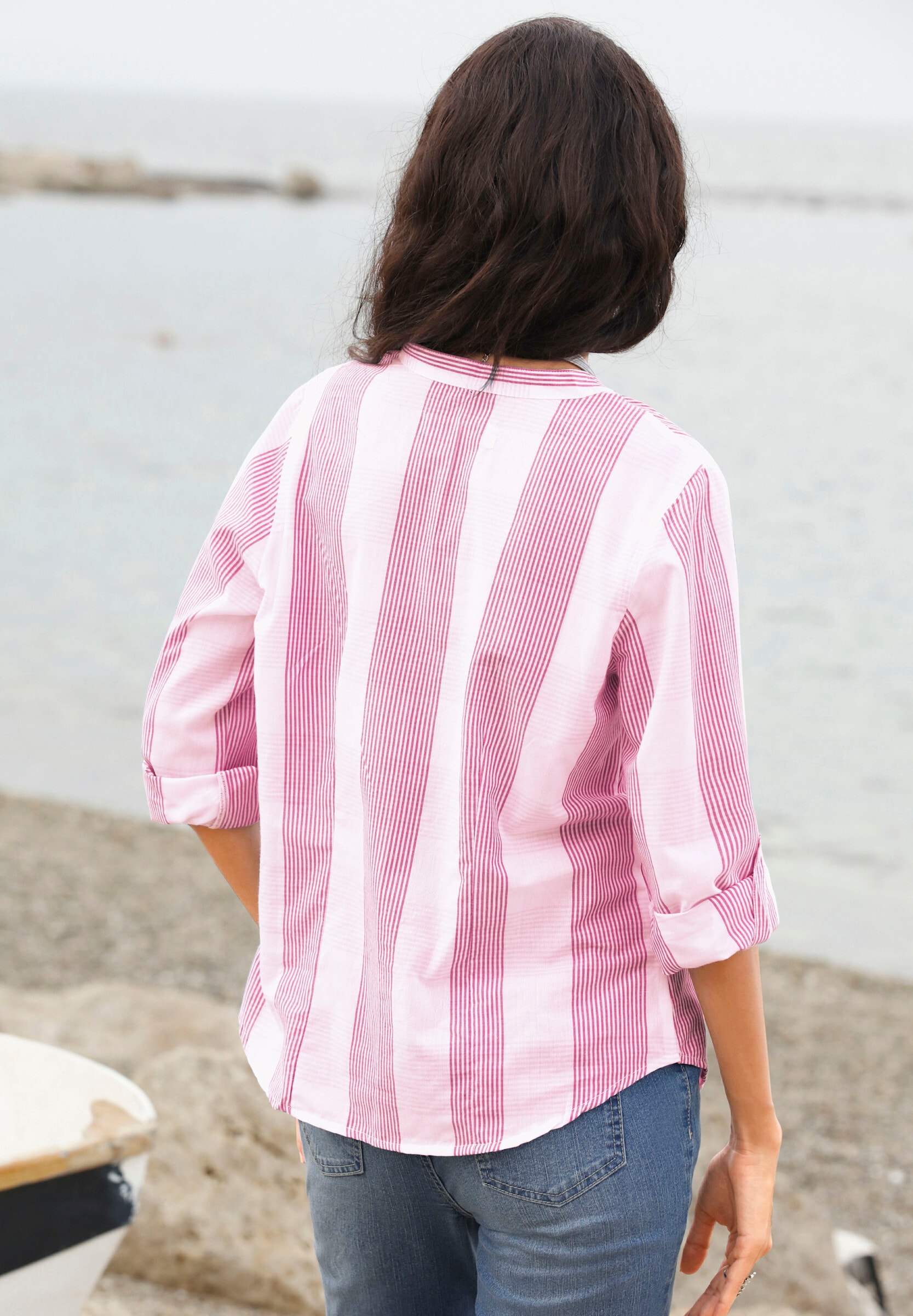 Witt Shirtbluse »Bluse Baumwollbluse mit Stehkragen, kariert«