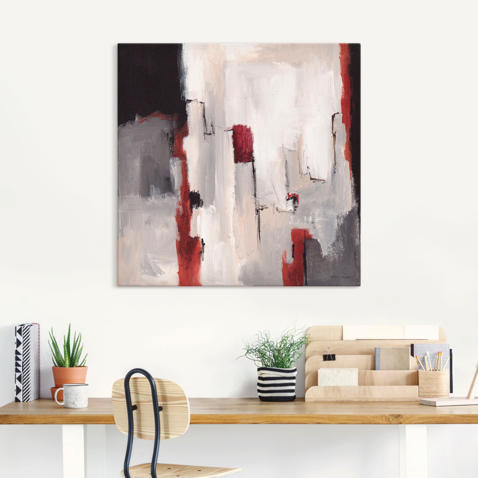 Artland Wandbild »Rot an Grau II«, Gegenstandslos, (1 St.), als Leinwandbild, Poster in verschied. Größen