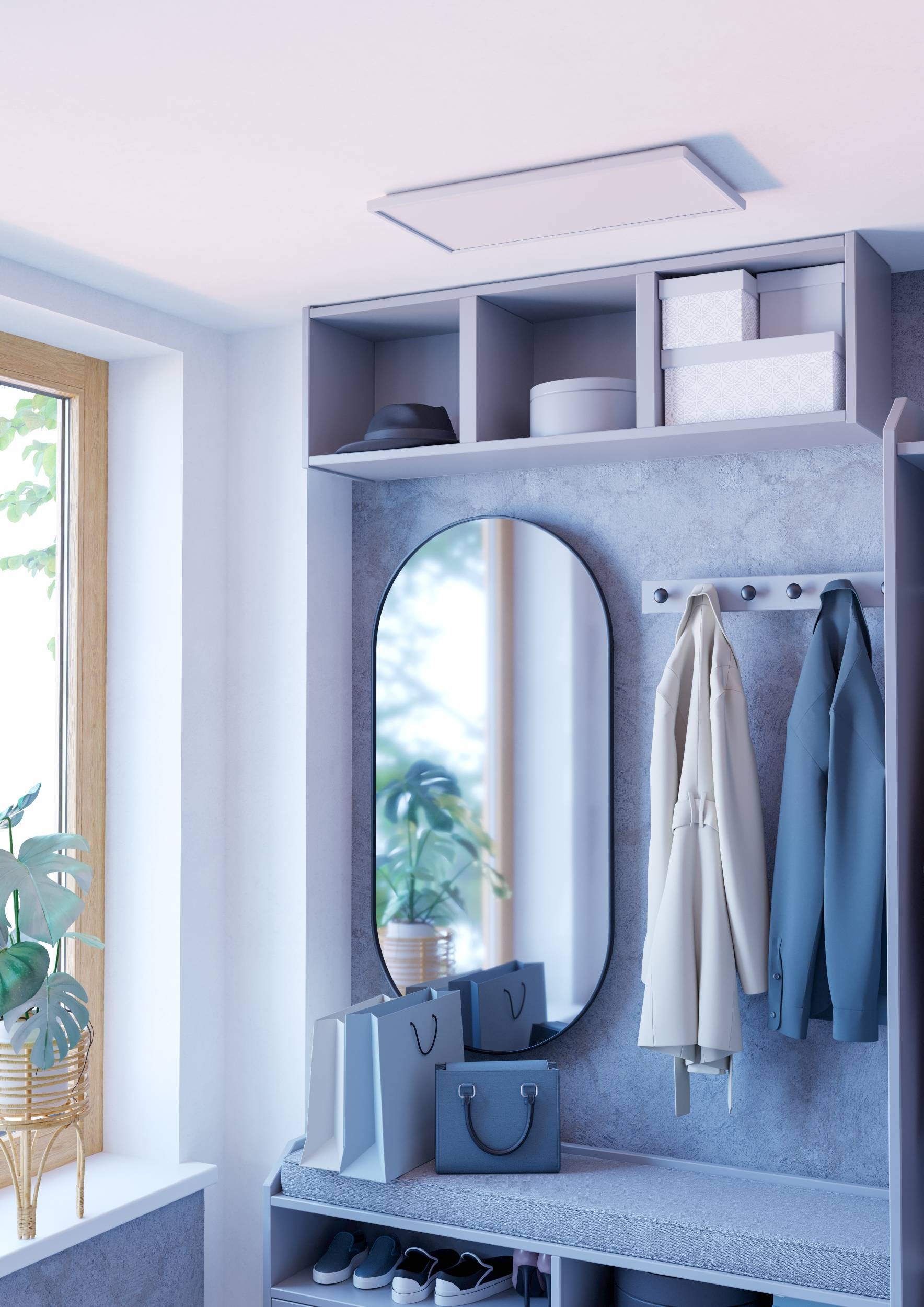 EGLO Deckenleuchte »Rovito-Z Deckenlampe, IP44, Badezimmerlampe aus Kunststoff, Lampe« LED-Modul 1 Stk. Kaltweiß | Neutralweiß | Warmweiß Wand-/Deckenleuchte - L57 x B30 x H3 cm - weiß - 17,2W inkl.