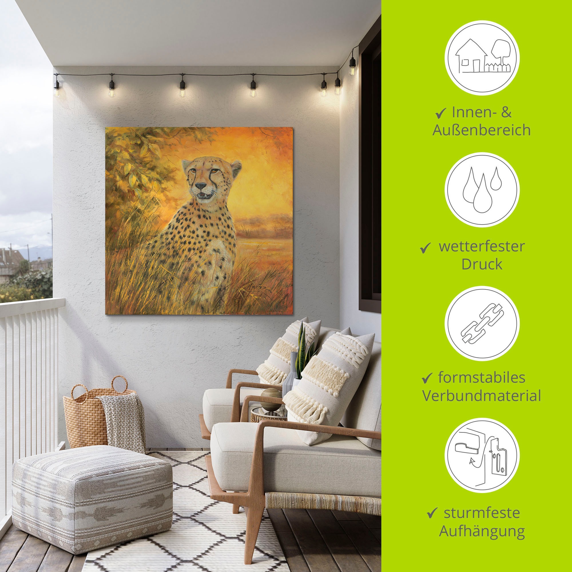 Artland Wandbild »Porträt Gepard«, Geparden Bilder, (1 St.), als Alubild, Outdoorbild, Poster in verschied. Größen