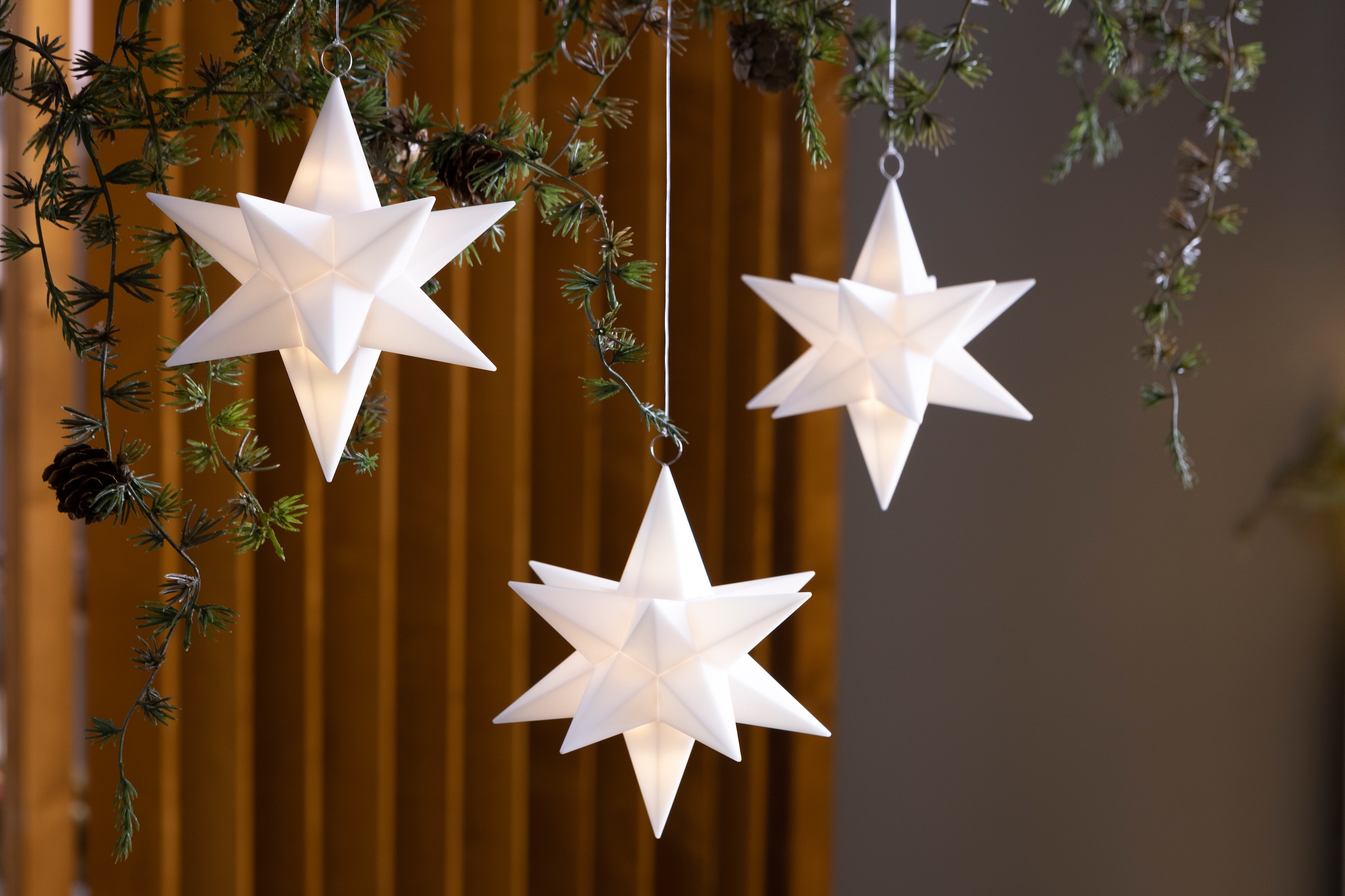 GALAXY LED Stern »3er Set schwebende Sterne, RGB LED, beleuchtete Weihnachtsdeko«, 60 flammig-flammig, Ø 13 cm, Batteriebetrieb, inkl. Fernbedienung