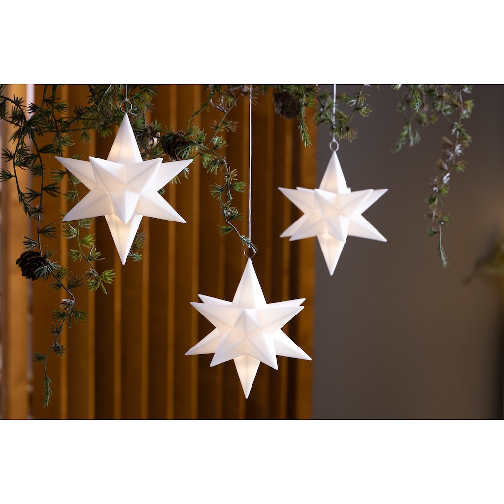GALAXY LED Stern »3er Set schwebende Sterne, RGB LED, beleuchtete Weihnachtsdeko«, 60 flammig-flammig