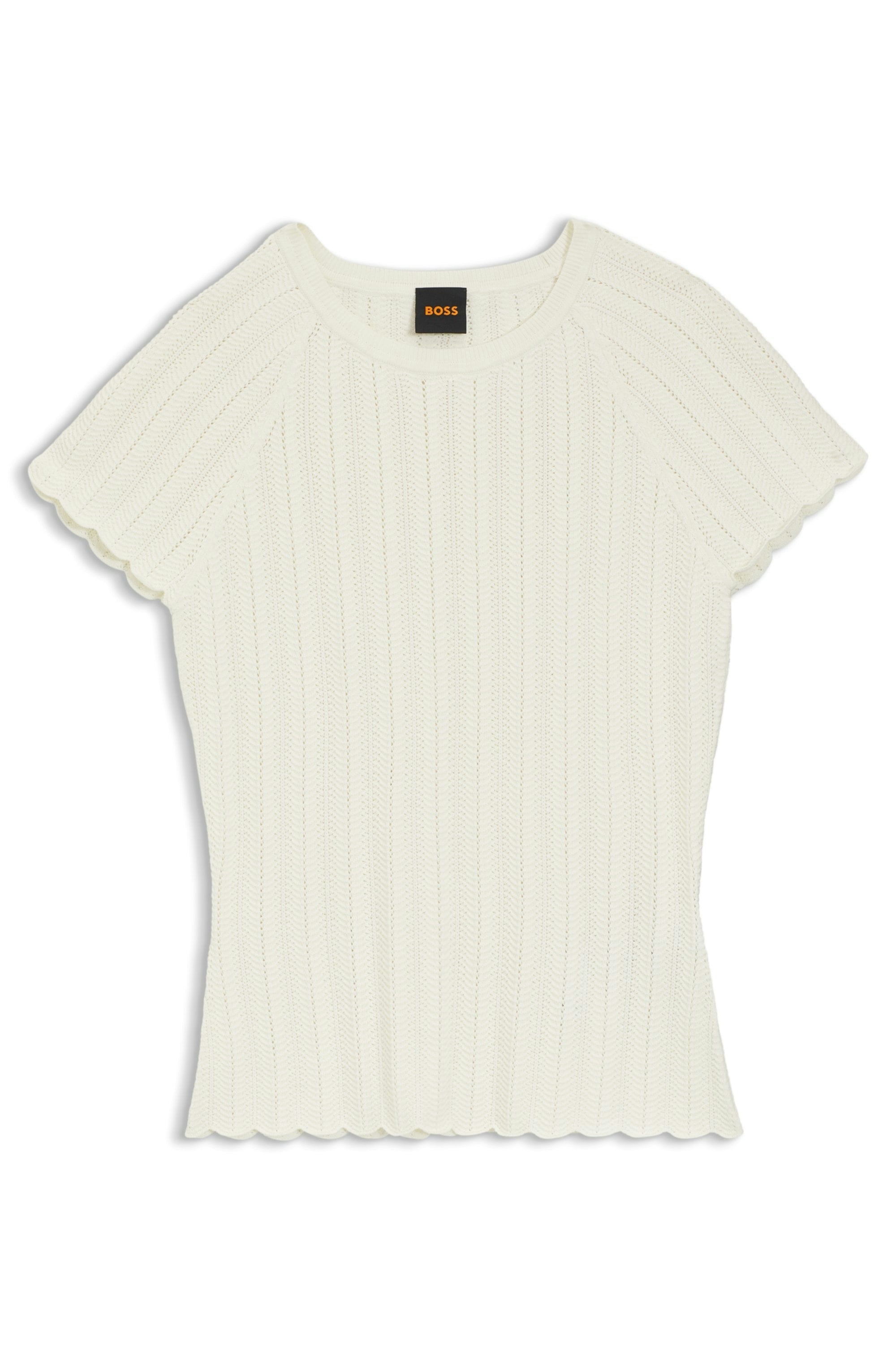 BOSS ORANGE Kurzarmpullover »Fice Premium Damenmode« mit Wellenstruktur, Slim Fit