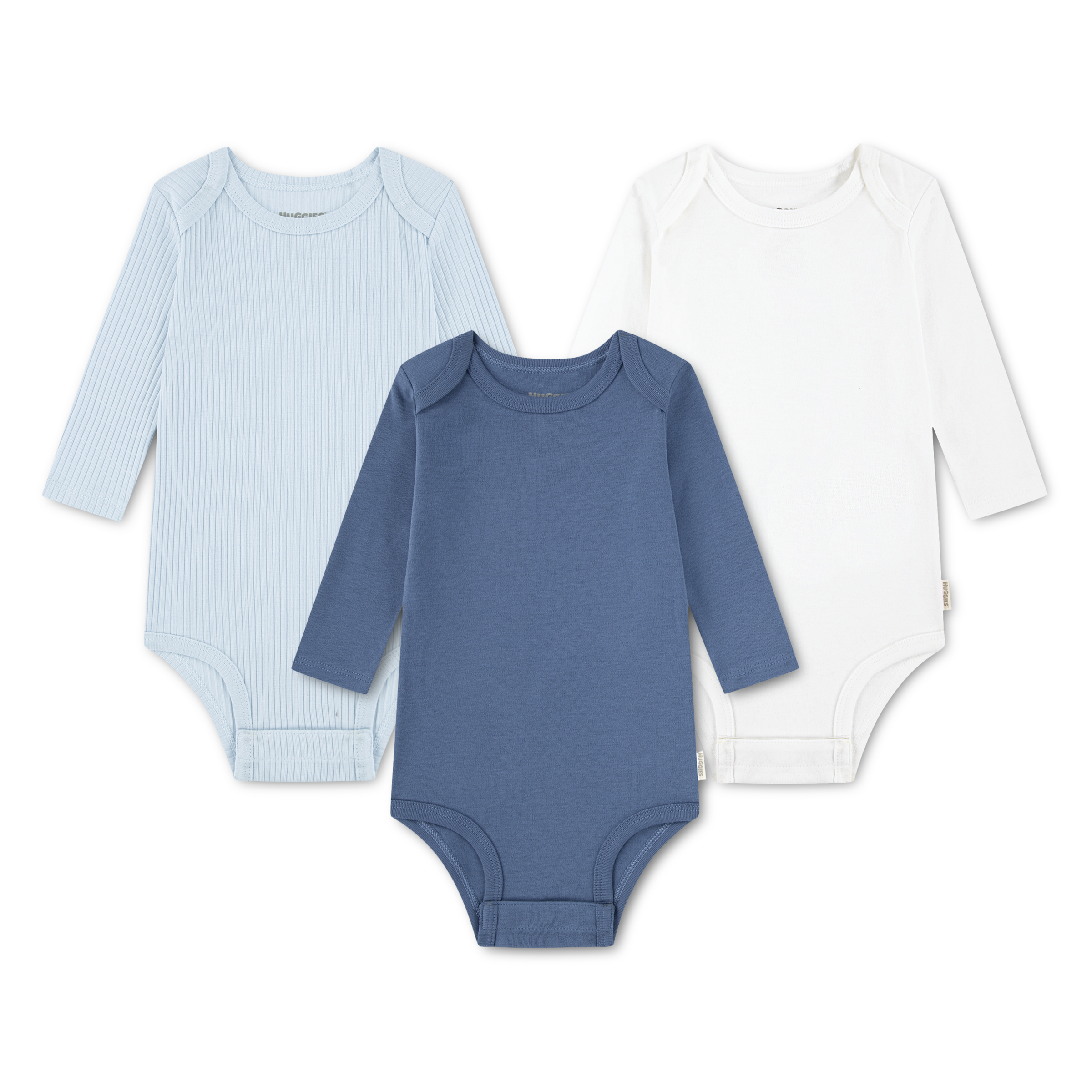 HUGGIES babywear Langarmbody »HUGB 3PK BODYSUIT« Packung, 3 Stk. 3er-Pack, in Ripp-Optik