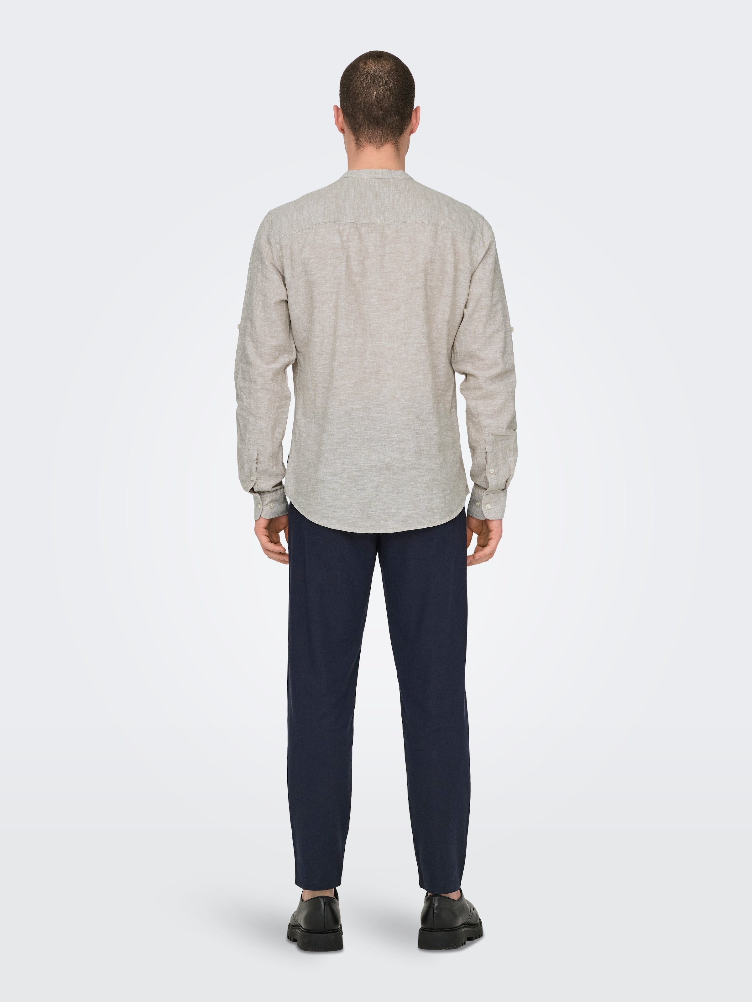 ONLY & SONS Langarmhemd »ONSCAIDEN LS HALFPLACKT LINEN SHIRT«