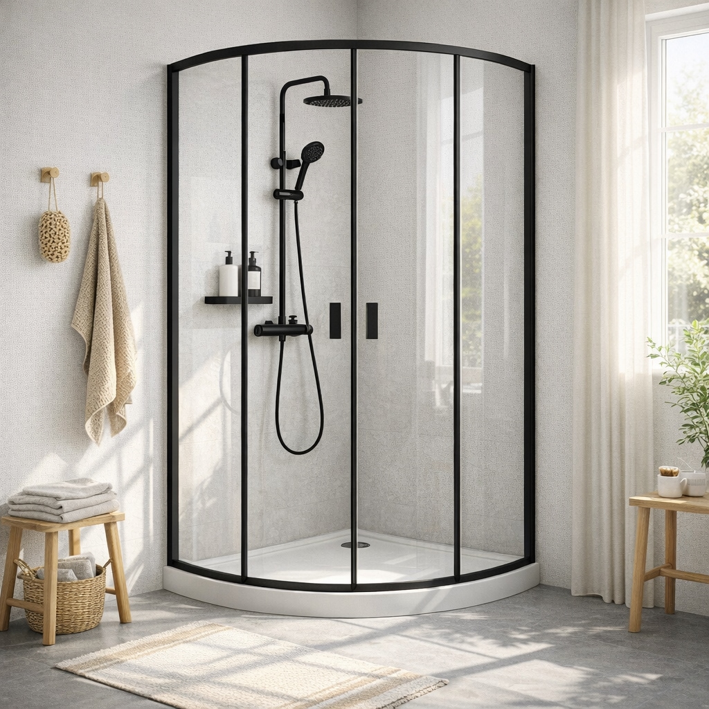 welltime Runddusche »Summer« Hohe 190 cm, 6mm ESG, Easy Clean, verbessertes Rollensystem