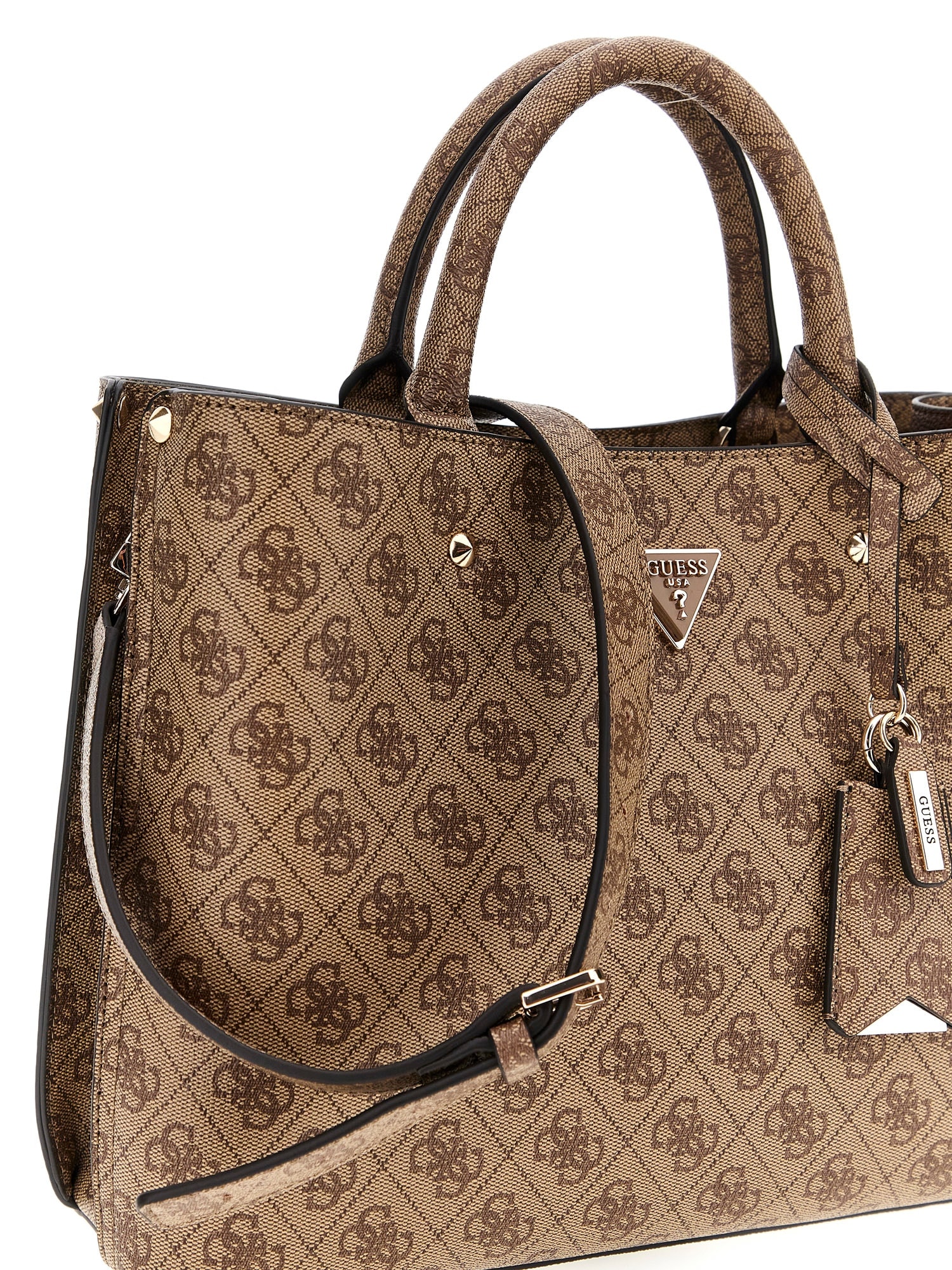 Guess Umhängetasche »MERIDIAN II GIRLFRIEND SATCHEL« Damen Handtasche, Schultertasche mit Logo-Schmuckelement