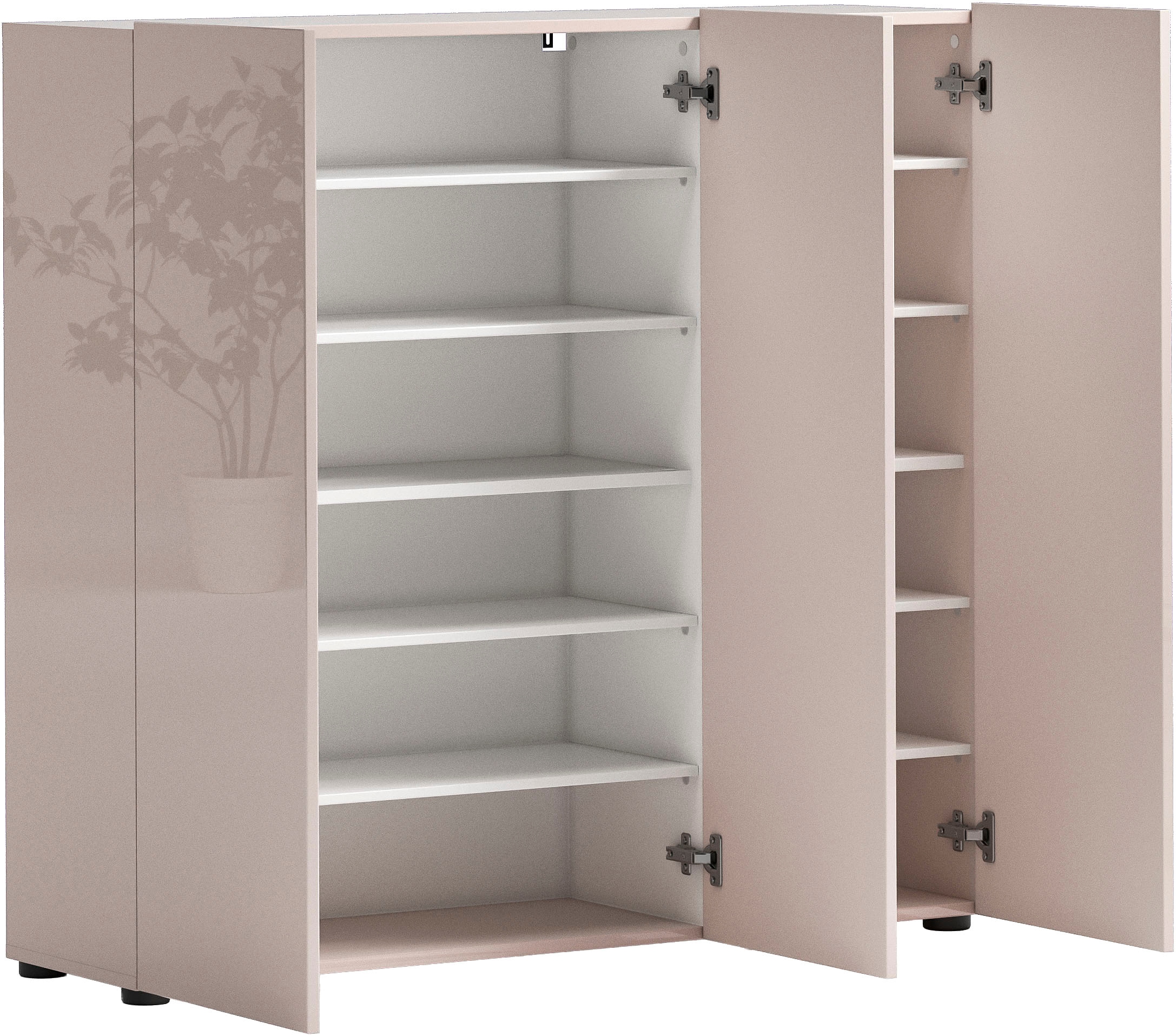 Home affaire Schuhschrank »MISTER- Schuhregal, Made in Italy, 12 Fächer, 10 Einlegeböden« Breite 120 cm, höhe 114 cm, komplett Hochglanz lackiert