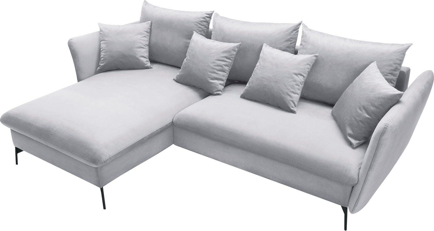 andas Ecksofa »LIVORNO,258 cm, L-Form,«, Schlaffunktion u. Bettkasten (139/224cm), Samt, Struktur, Webstoff