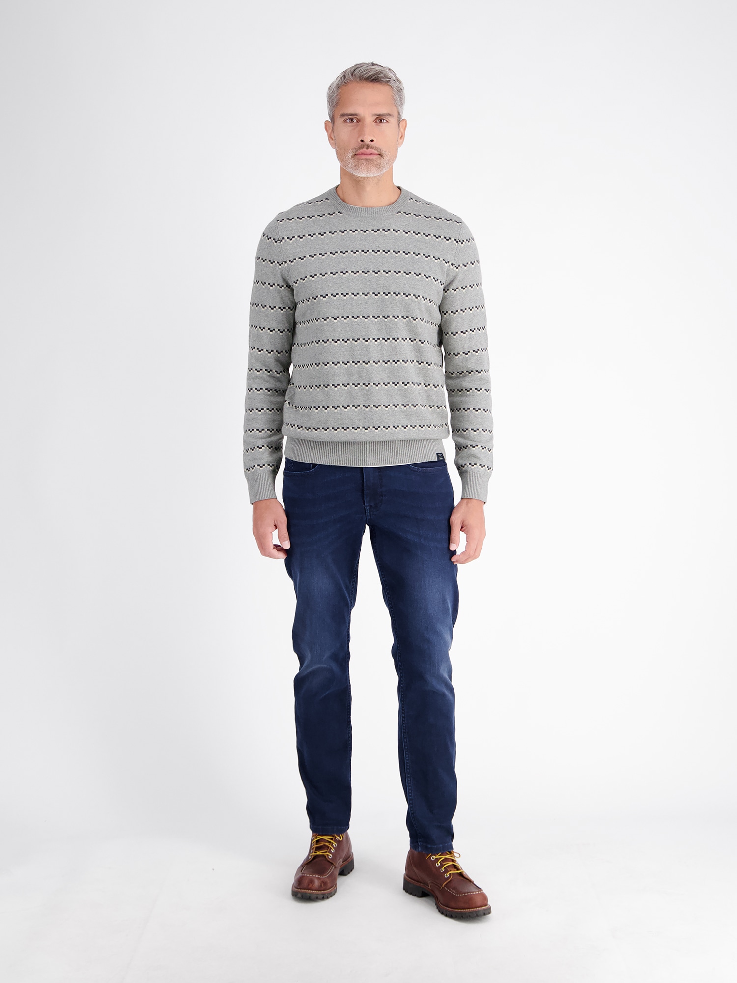 LERROS Strickpullover »Strickpullover mit geometrischem Muster aus Mischgewebe«