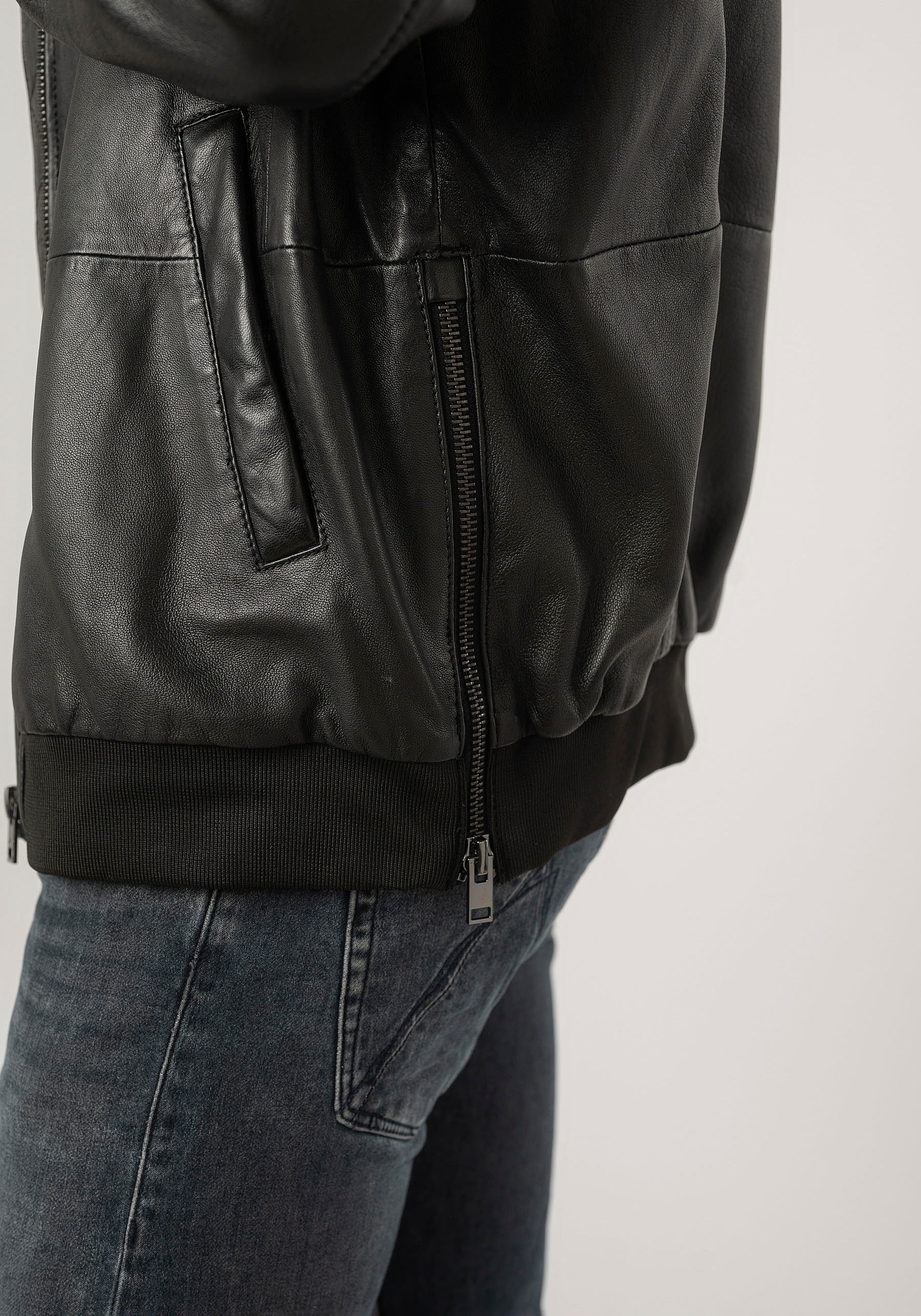 Mauritius Lederjacke »2Mkaira OS«, mit Reißverschluss, Strickbündchen, Ärmeltasche