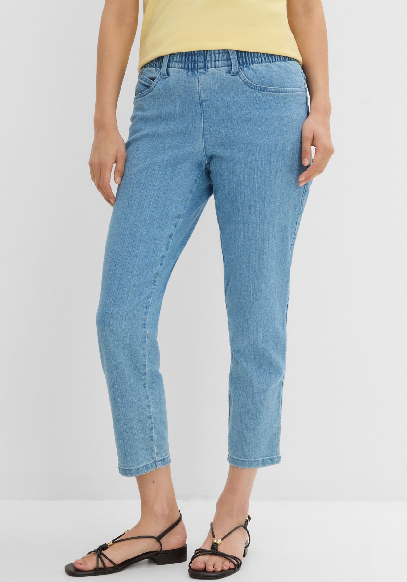bonprix Straight-Jeans Packung, 2 gerades Bein, mit erhöhtem Gummibund, in Stretch-Qualität