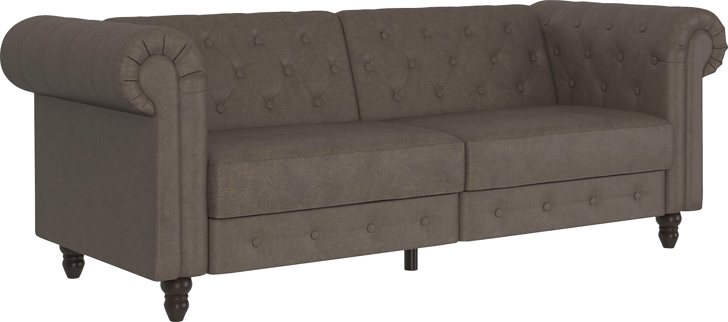 Dorel Home 3-Sitzer »Felix, Schlafsofa 236 cm, (Liegefläche 108x190cm), Rückenlehne«, 3-fach verstellbar, Velours, Kunstleder, Luxus-Microfaser Vintage