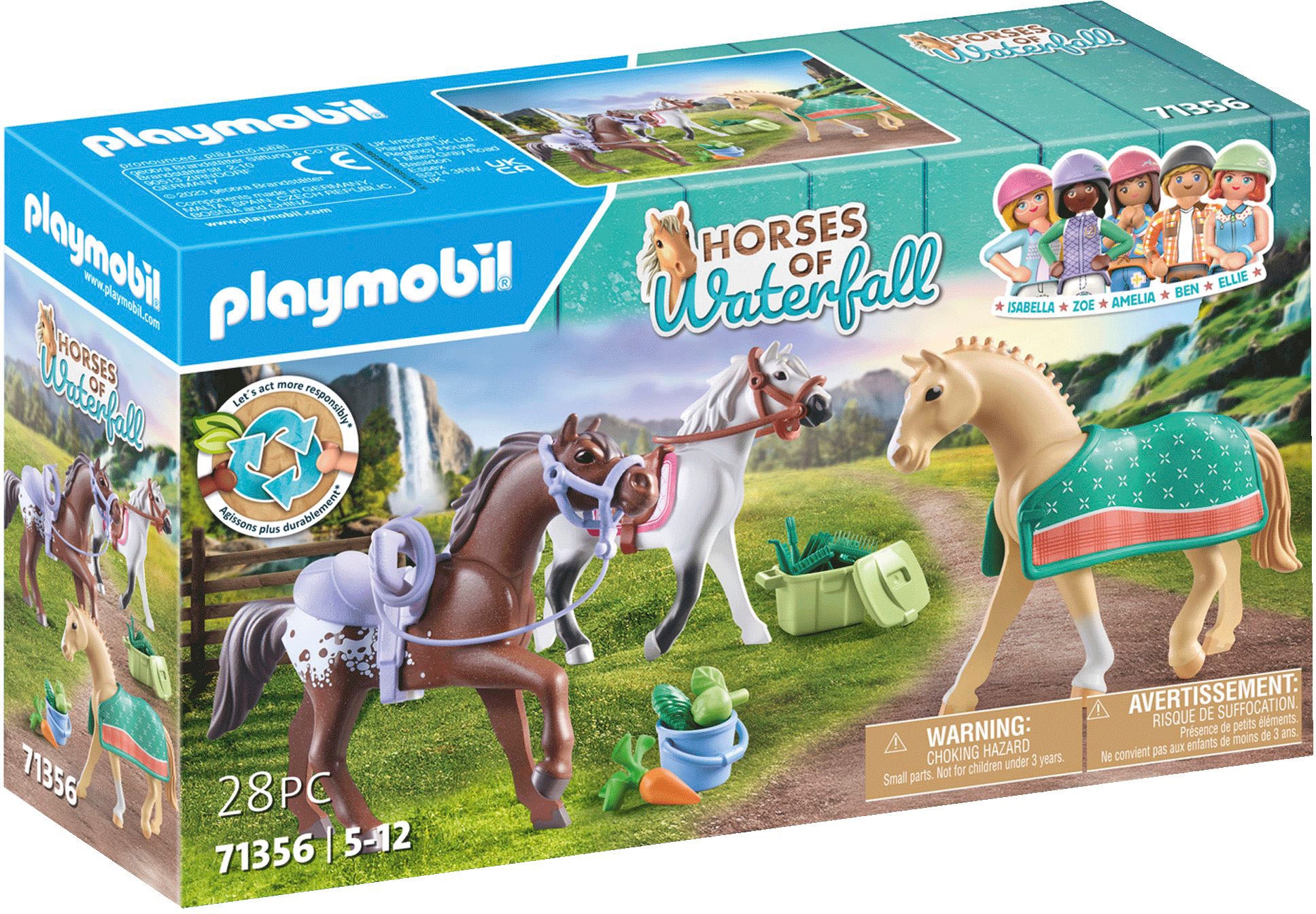 Playmobil® Konstruktions-Spielset »Morgan, Quarter Horse & Shagya Araber (71356), Horses of Waterfall«, (28 St.), 3 Pferde