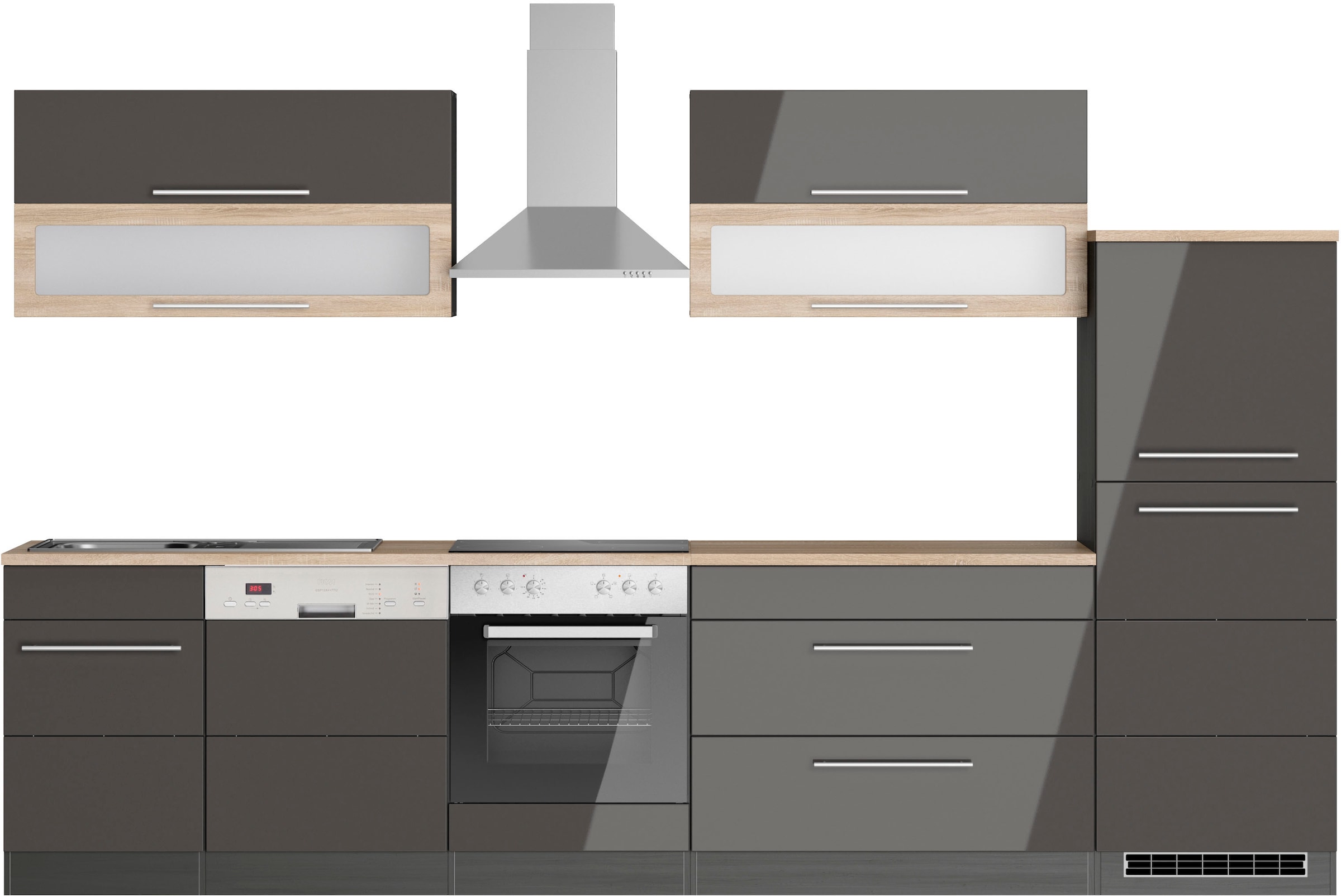 KOCHSTATION Küchenzeile »KS-Wien« Breite 330 cm, wahlweise mit E-Geräten