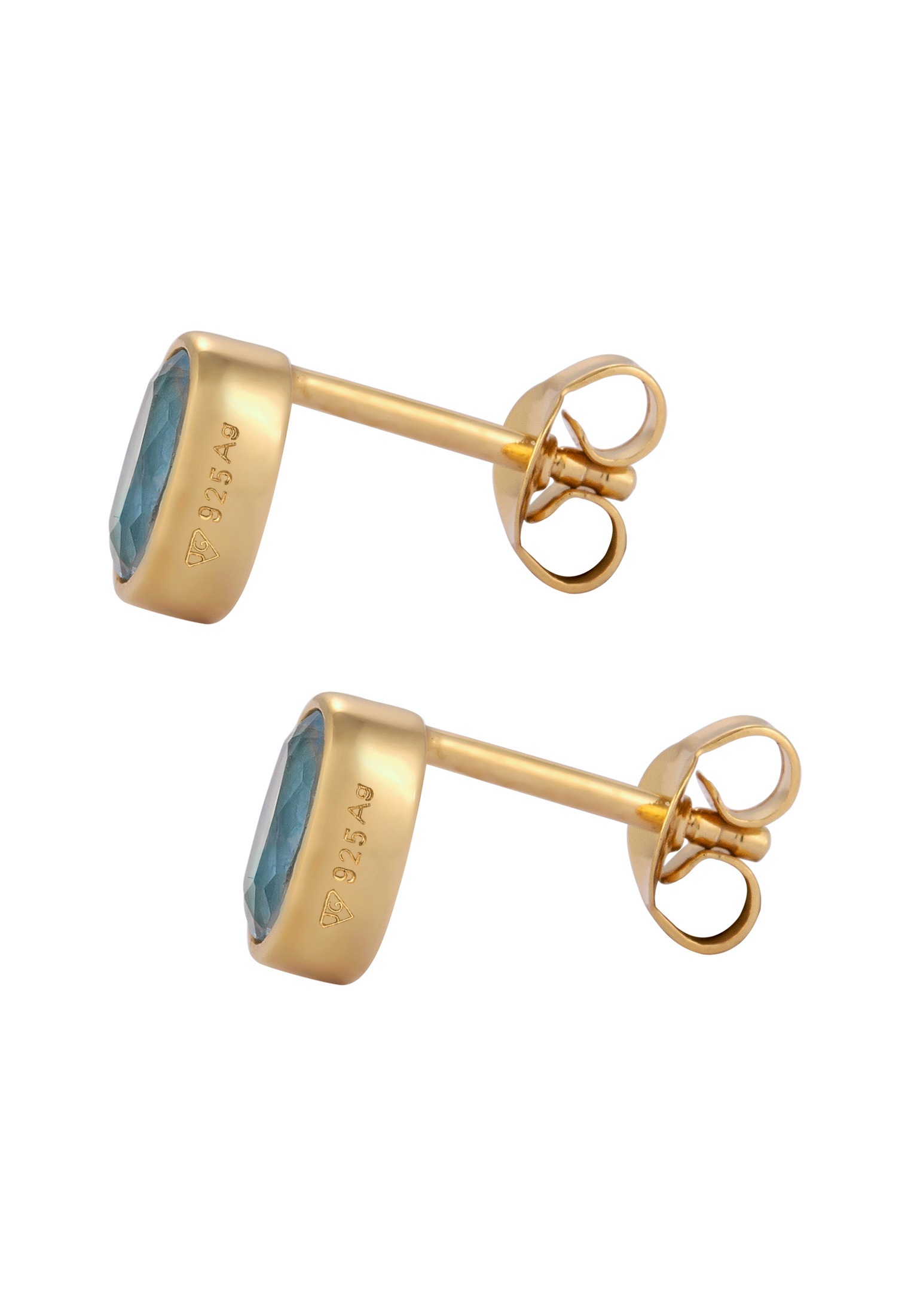 Elli Paar Ohrstecker »Ohrringe Ohrstecker Oval Topas Hellblau 925 Sterling Silber«