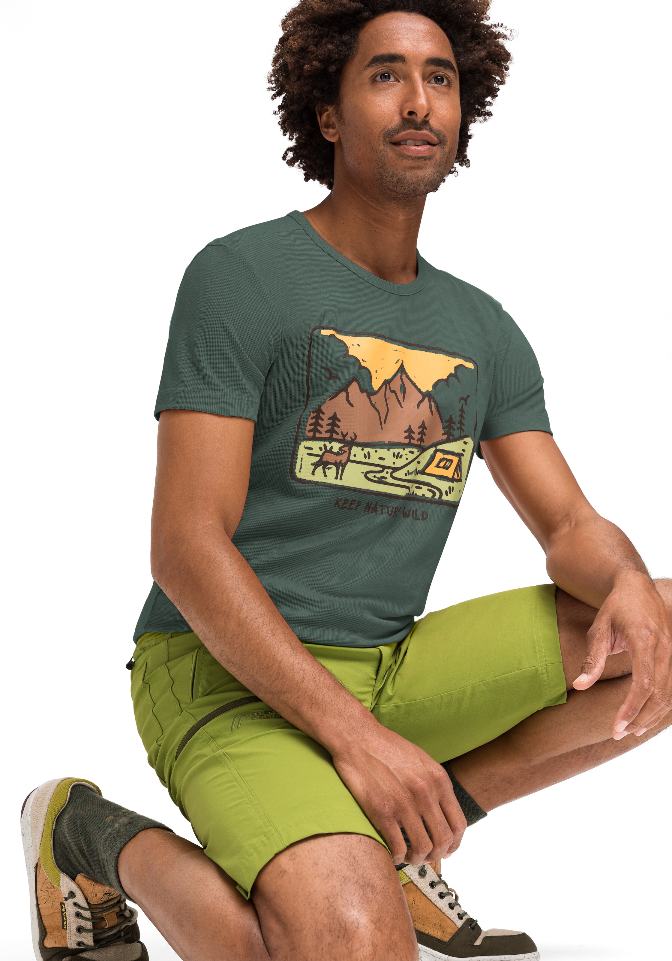 Maier Sports T-Shirt »Burgeis 16 M«, Herren Kurzarmshirt mit Print für Wandern und Freizeit
