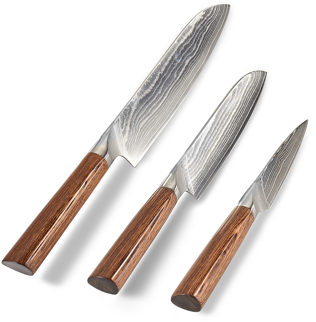 ZAYIKO Messer-Set »Kasshoku«, (Set, 3 tlg., Santokumesser, kleines Santokumesser, Officemesser)
