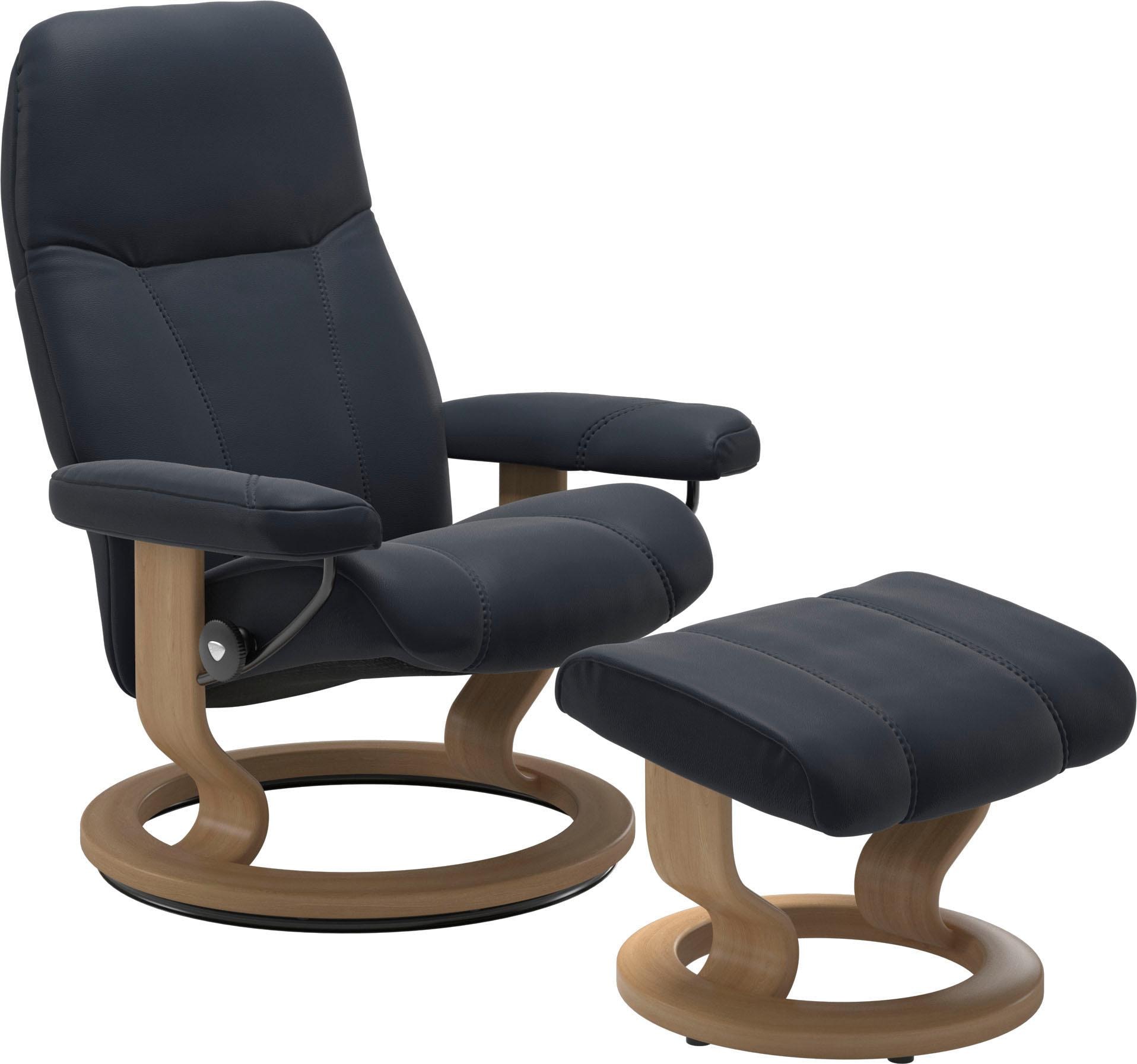 Stressless® Relaxsessel »Consul«, (Set, Relaxsessel mit Hocker), mit Hocker, mit Classic Base, Größe M, Gestell Eiche