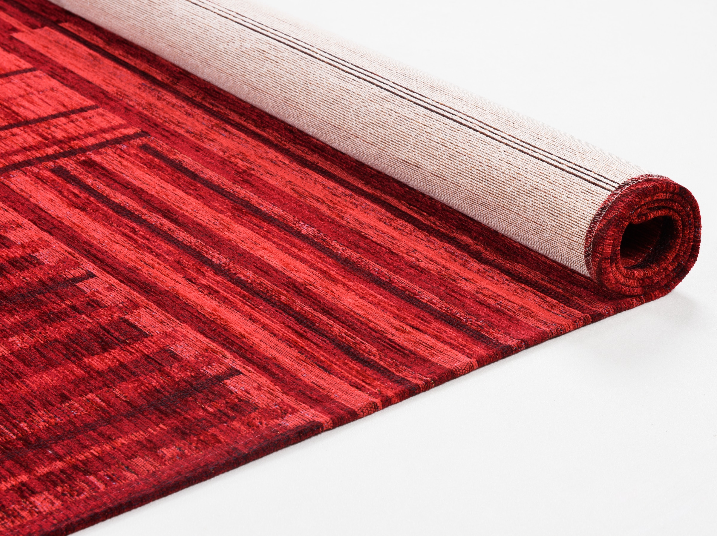 TOM TAILOR HOME Teppich »Stripy Pat«, rechteckig, 5 mm Höhe, Flachgewebe, modernes Patchworkdesign, gestreift, Chenille, Wohnzimmer